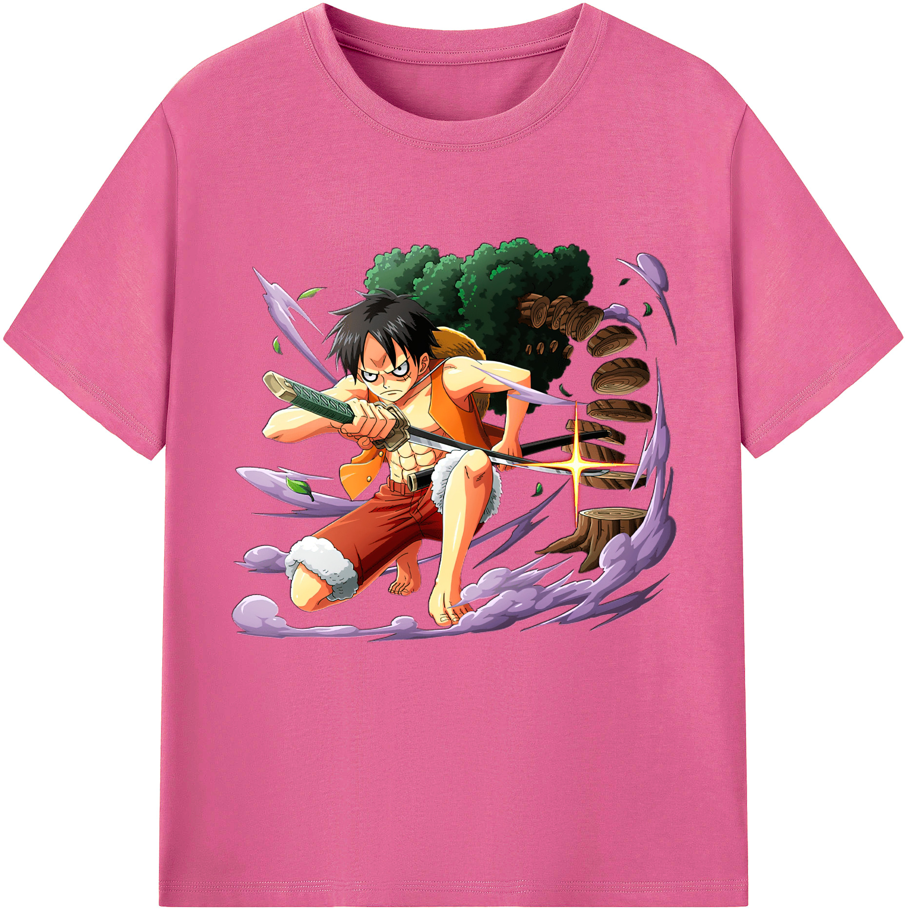 ワンピース モンキー・D・ルフィ ONE PIECE Monkey D. Luffy レディースカジュアルプリントTシャツ（綿100％）