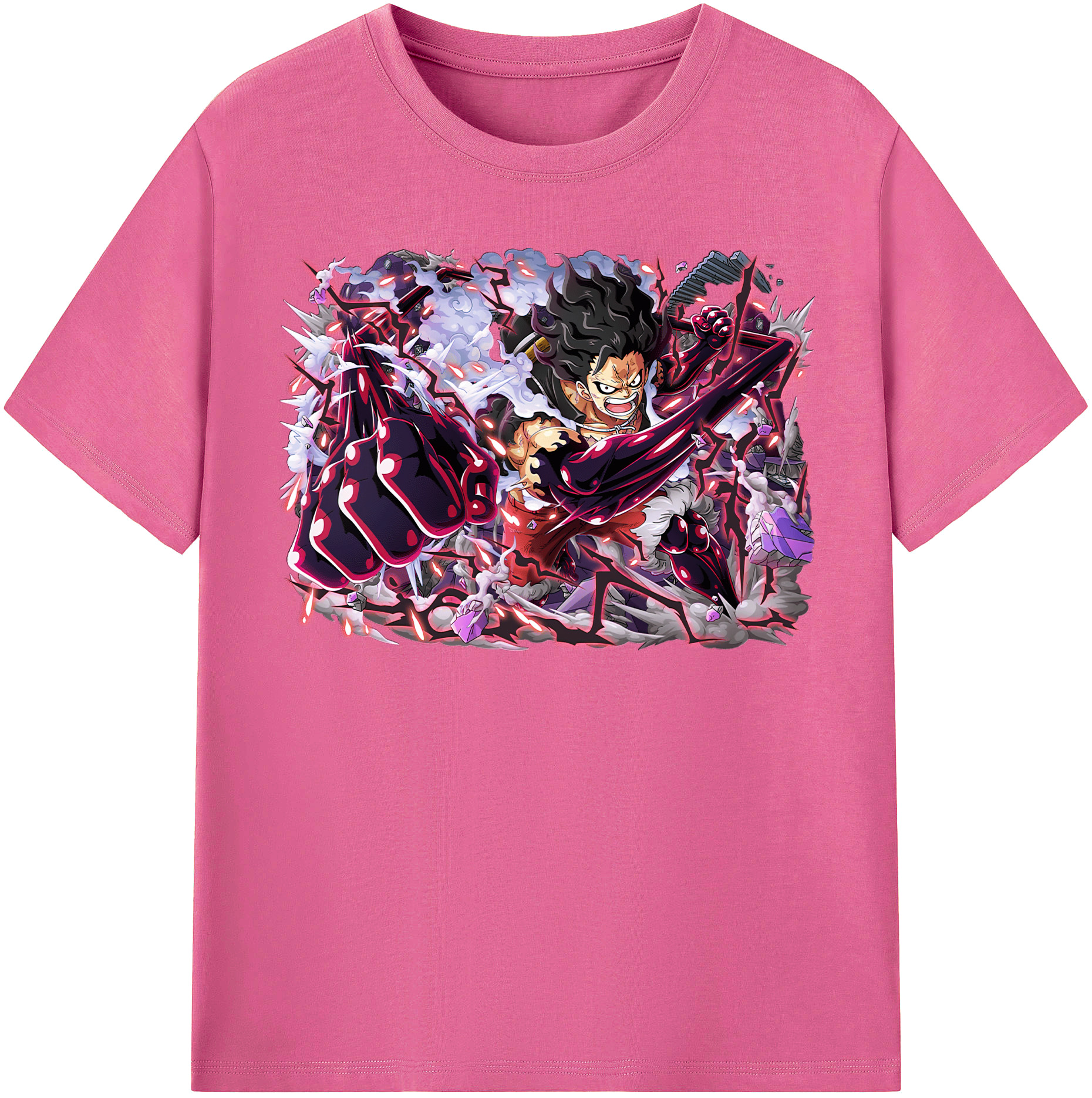 ワンピース モンキー・D・ルフィ ONE PIECE Monkey D. Luffy レディースカジュアルプリントTシャツ（綿100％）