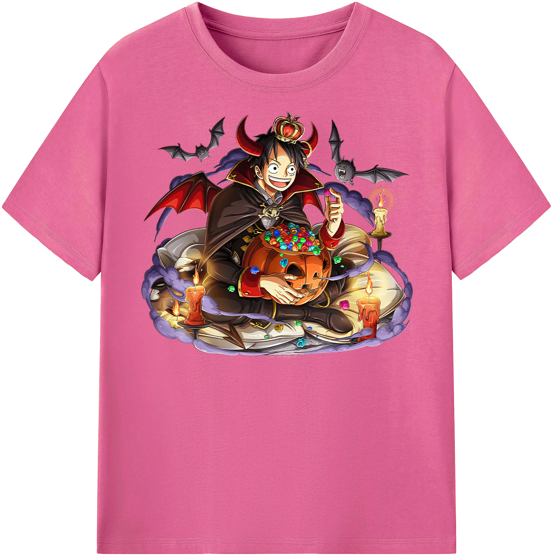 ワンピース モンキー・D・ルフィ ONE PIECE Monkey D. Luffy レディースカジュアルプリントTシャツ（綿100％）