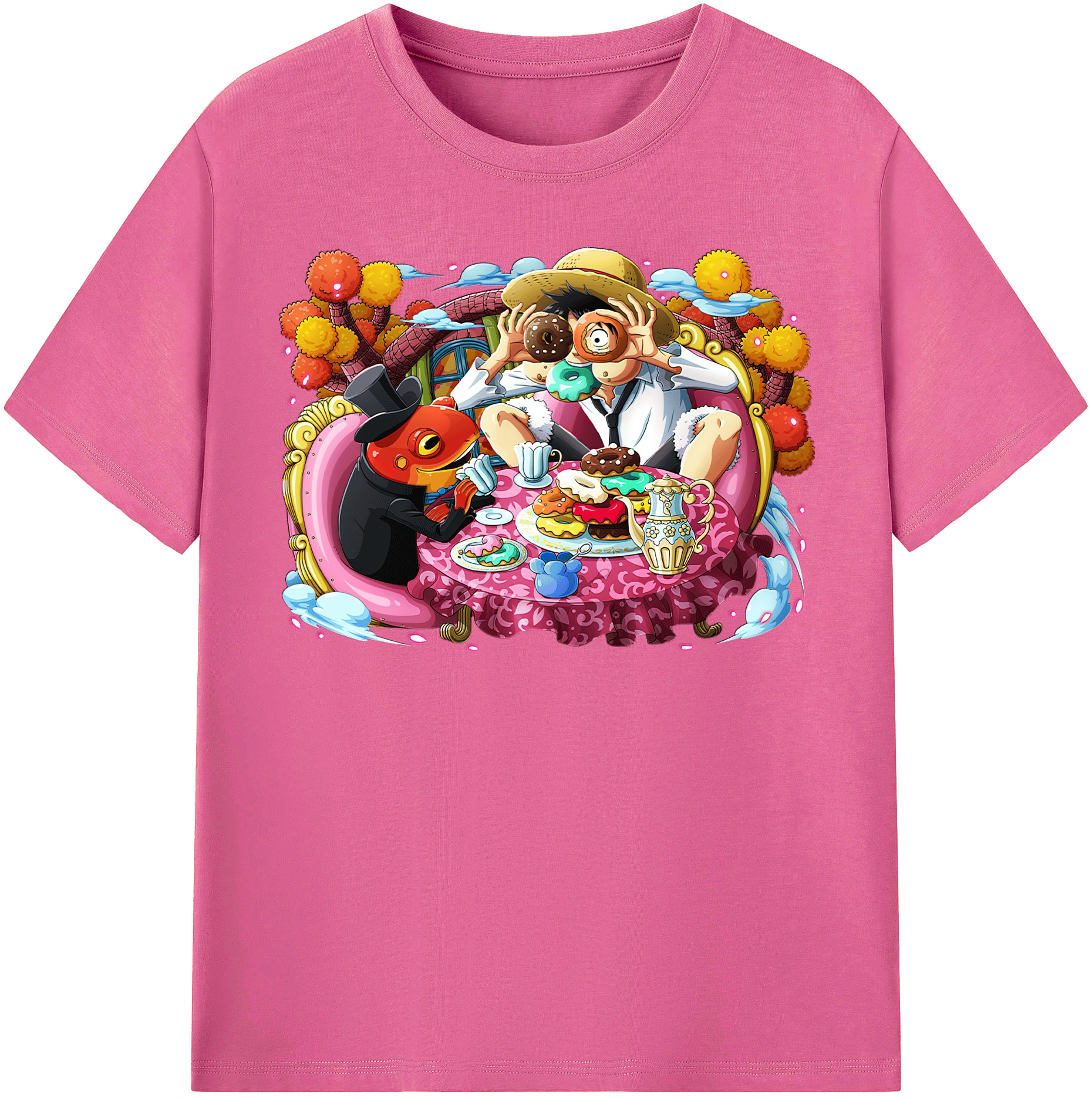 ワンピース モンキー・D・ルフィ ONE PIECE Monkey D. Luffy レディースカジュアルプリントTシャツ（綿100％）