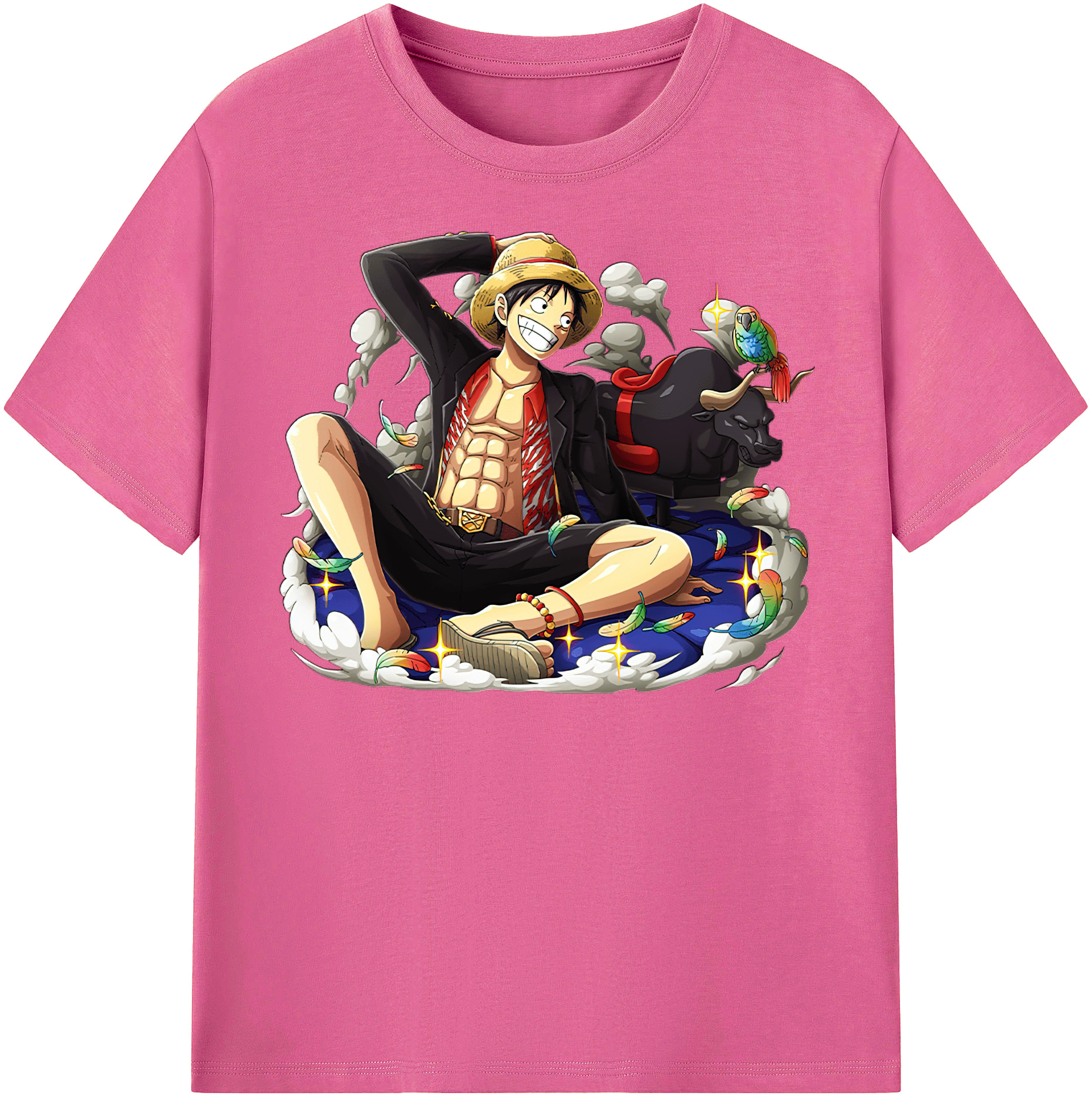 ワンピース モンキー・D・ルフィ ONE PIECE Monkey D. Luffy レディースカジュアルプリントTシャツ（綿100％）