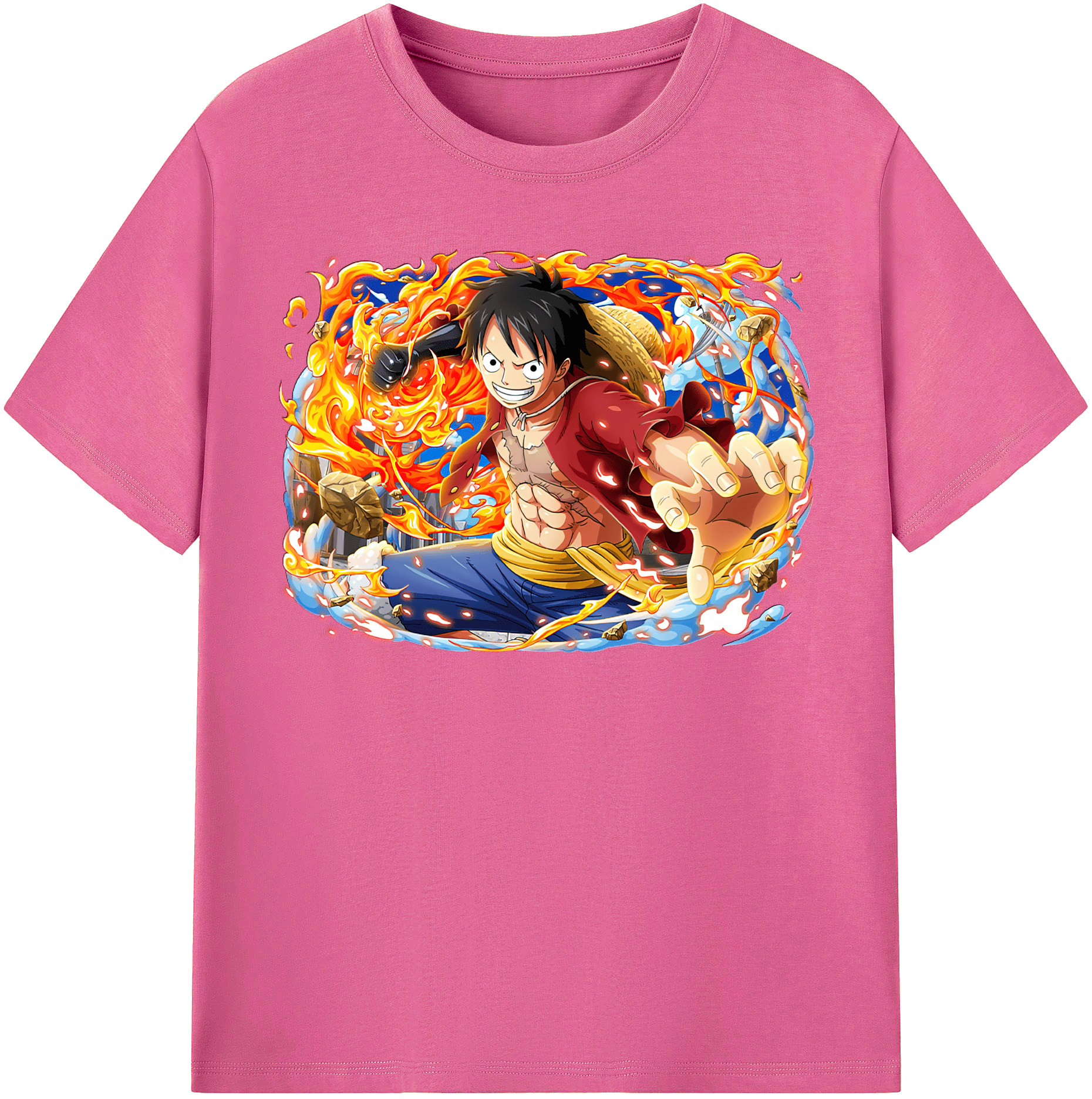 ワンピース モンキー・D・ルフィ ONE PIECE Monkey D. Luffy レディースカジュアルプリントTシャツ（綿100％）