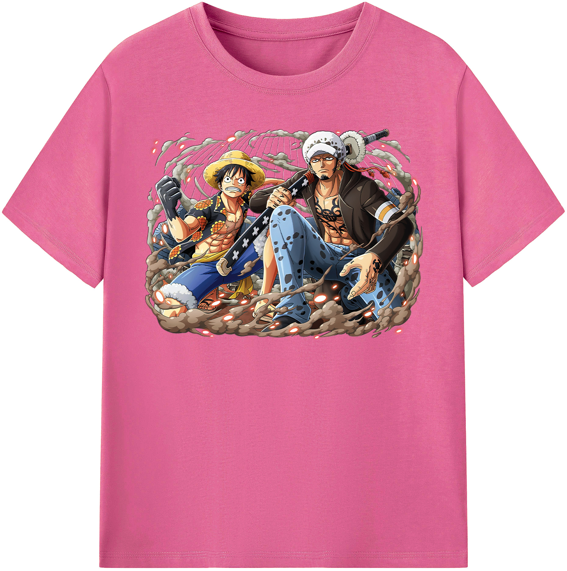 ワンピース モンキー・D・ルフィ ONE PIECE Monkey D. Luffy レディースカジュアルプリントTシャツ（綿100％）
