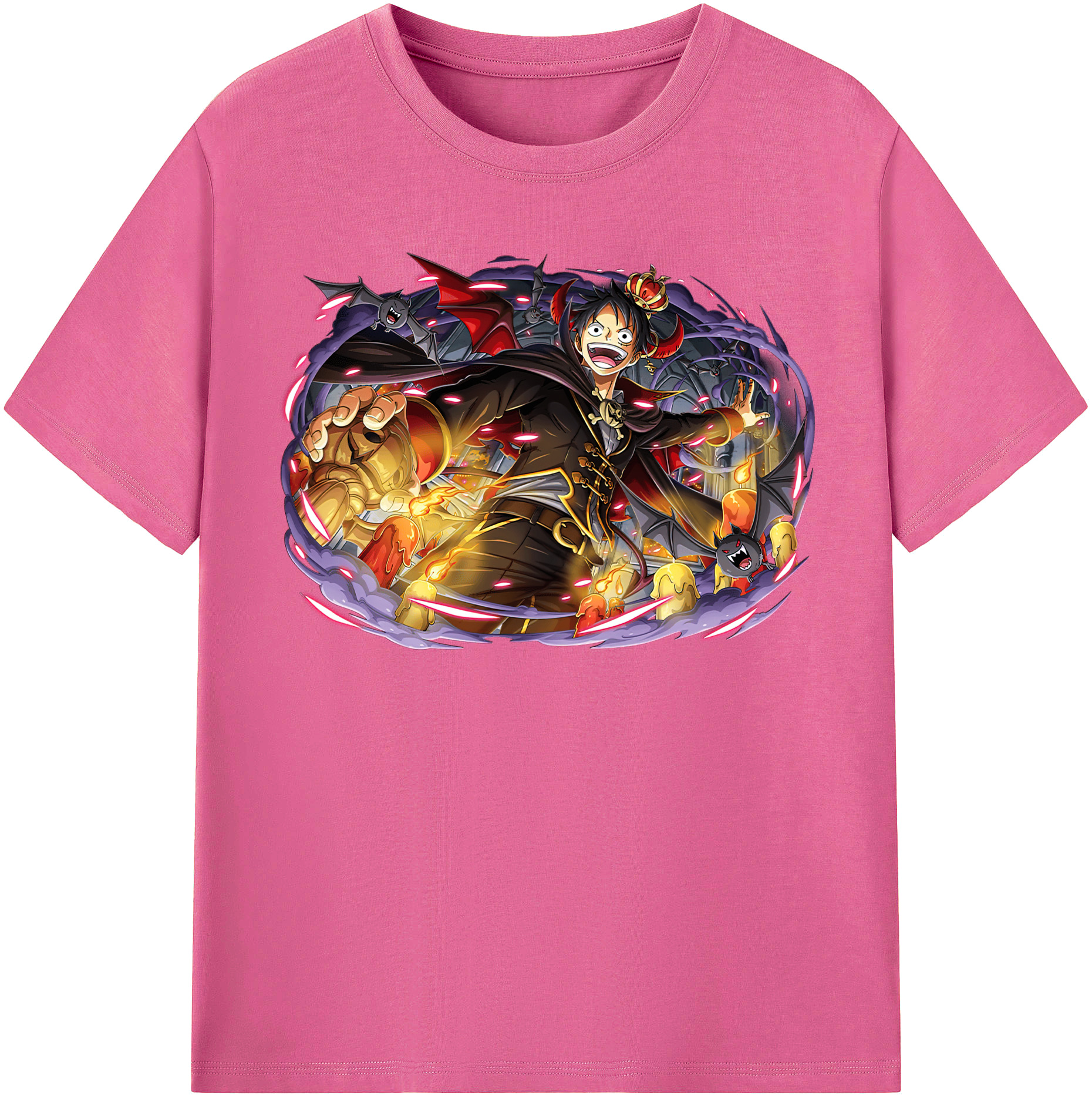 ワンピース モンキー・D・ルフィ ONE PIECE Monkey D. Luffy レディースカジュアルプリントTシャツ（綿100％）