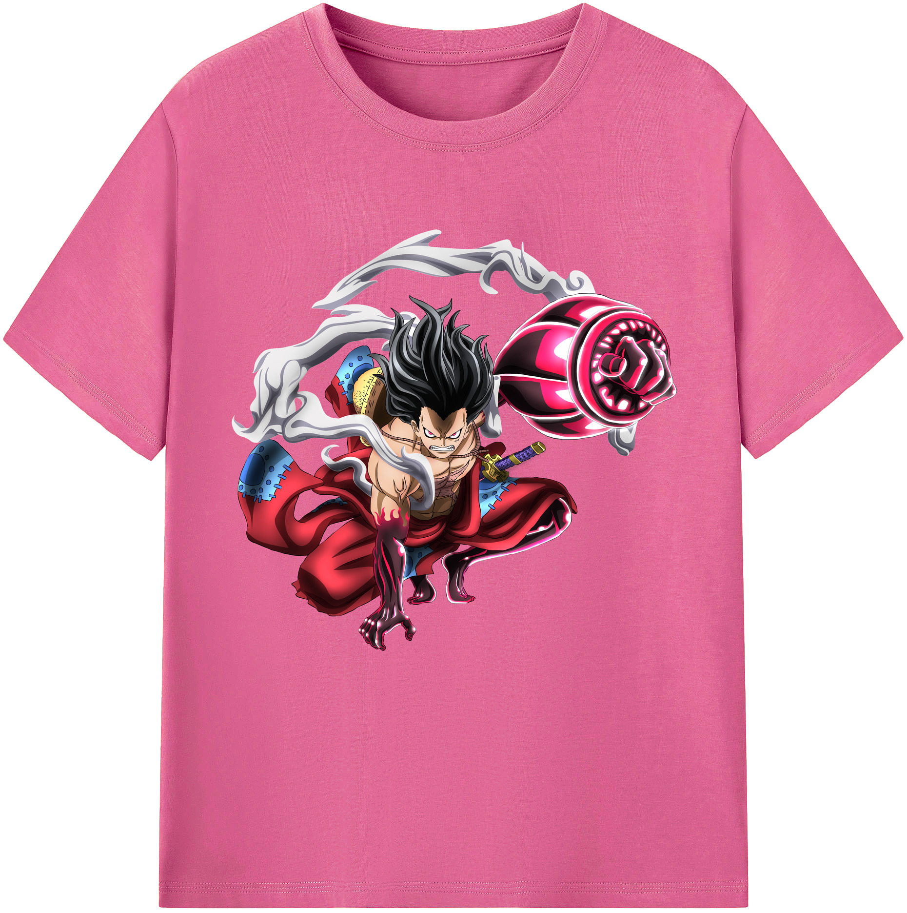 ワンピース モンキー・D・ルフィ ONE PIECE Monkey D. Luffy レディースカジュアルプリントTシャツ（綿100％）
