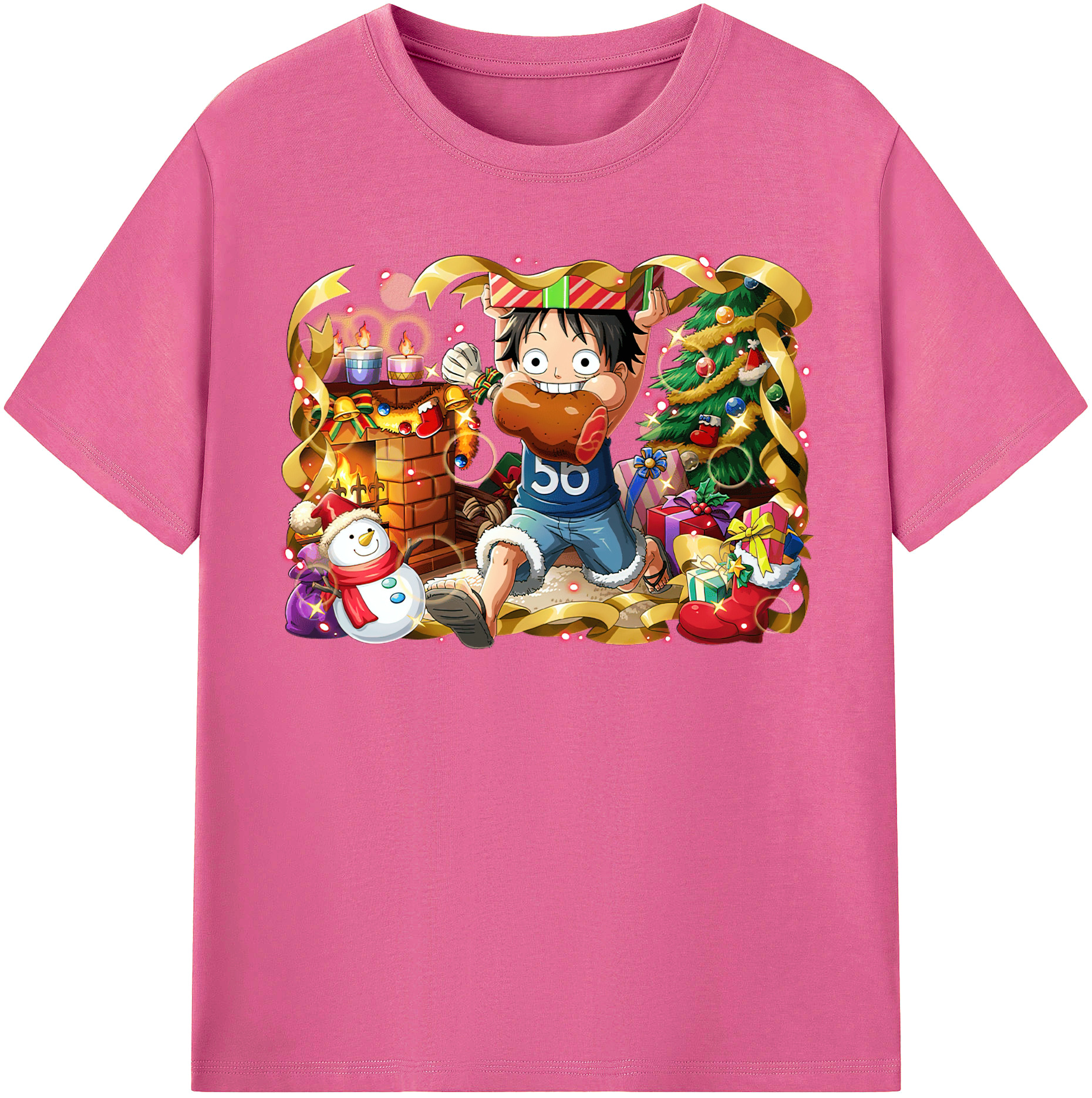 ワンピース モンキー・D・ルフィ ONE PIECE Monkey D. Luffy レディースカジュアルプリントTシャツ（綿100％）