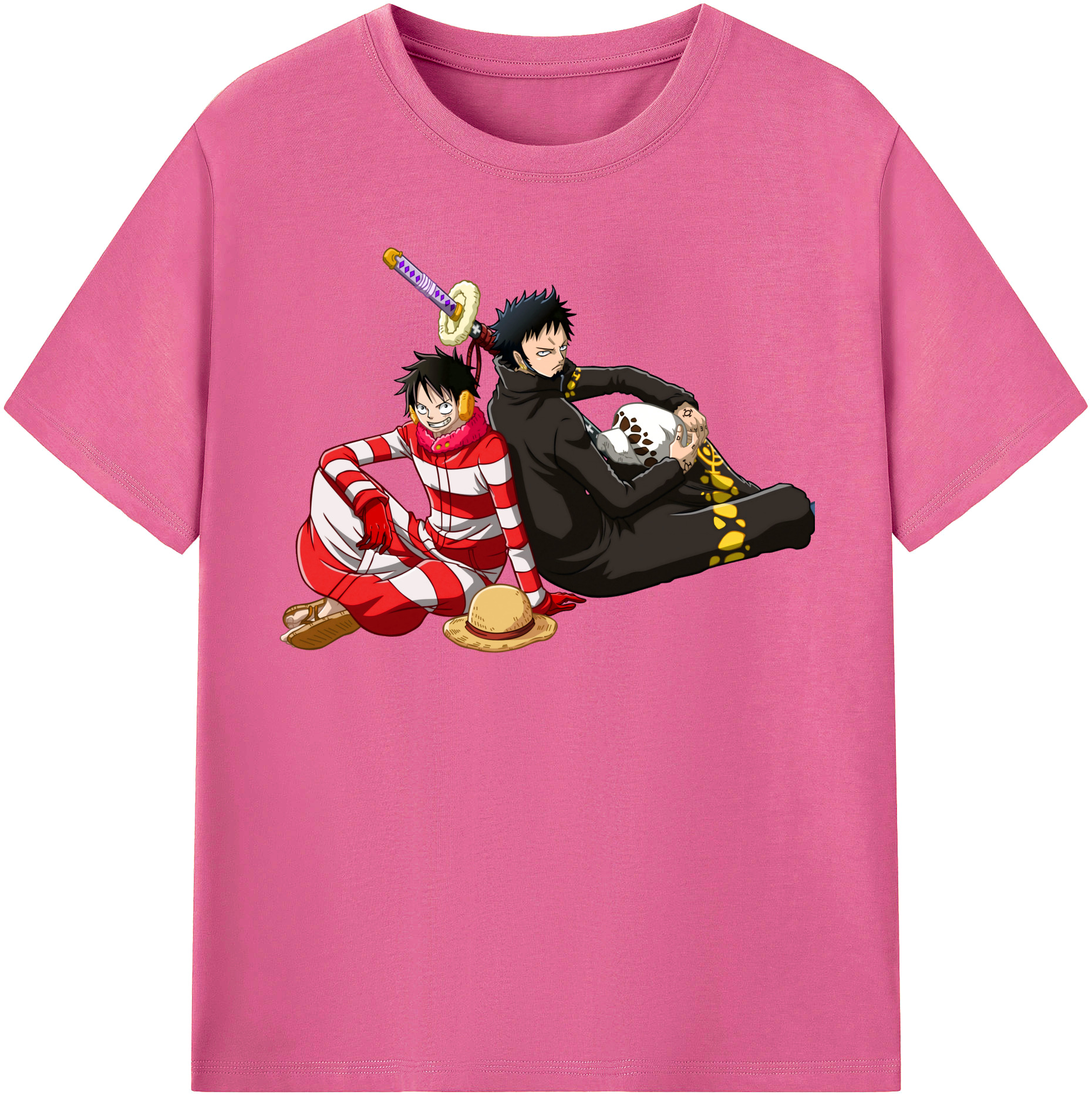 ワンピース モンキー・D・ルフィ ONE PIECE Monkey D. Luffy レディースカジュアルプリントTシャツ（綿100％）
