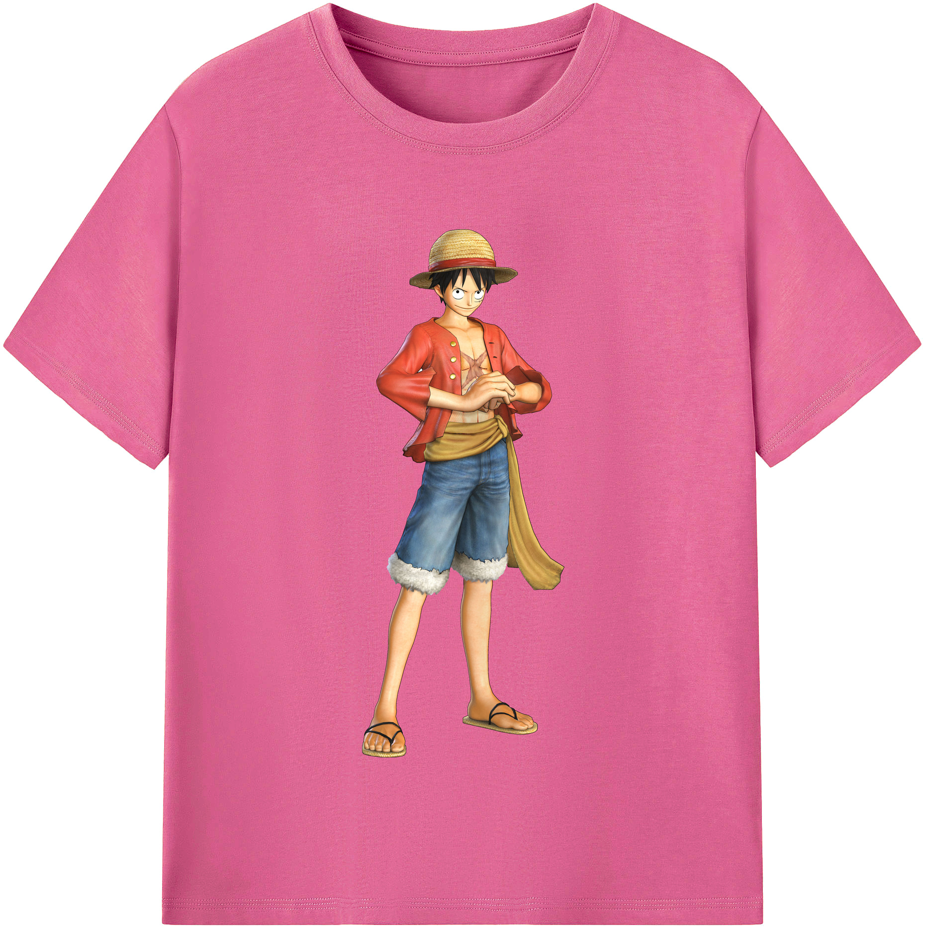 ワンピース モンキー・D・ルフィ ONE PIECE Monkey D. Luffy レディースカジュアルプリントTシャツ（綿100％）