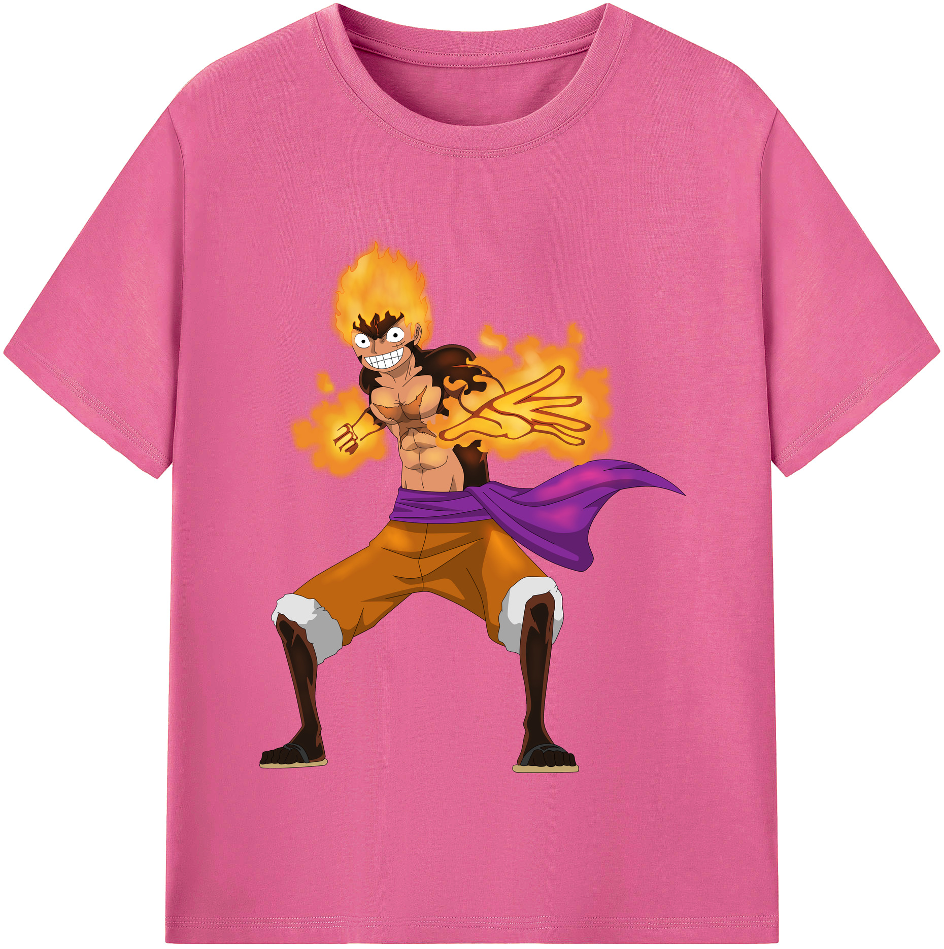 ワンピース モンキー・D・ルフィ ONE PIECE Monkey D. Luffy レディースカジュアルプリントTシャツ（綿100％）