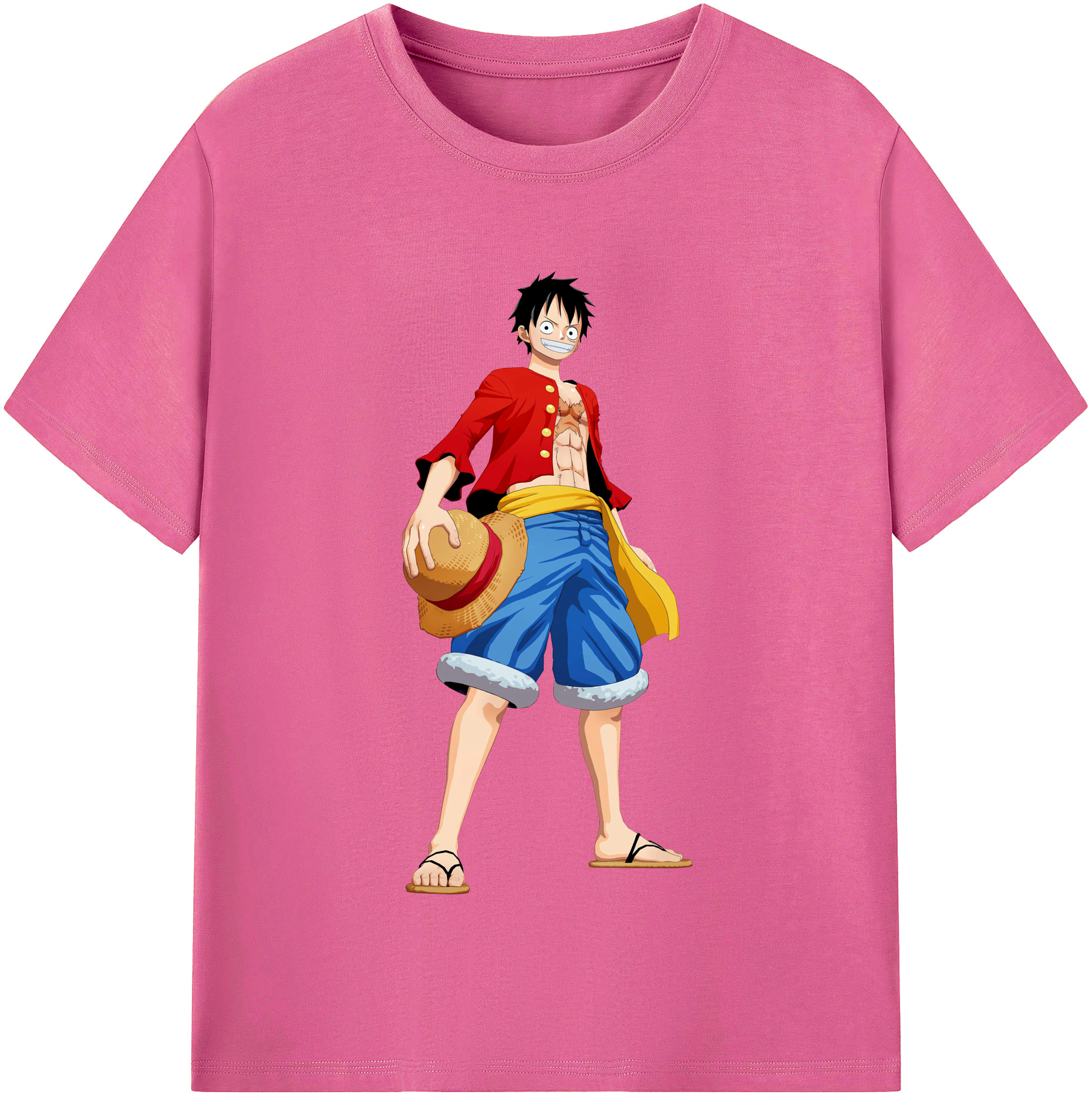 ワンピース モンキー・D・ルフィ ONE PIECE Monkey D. Luffy レディースカジュアルプリントTシャツ（綿100％）