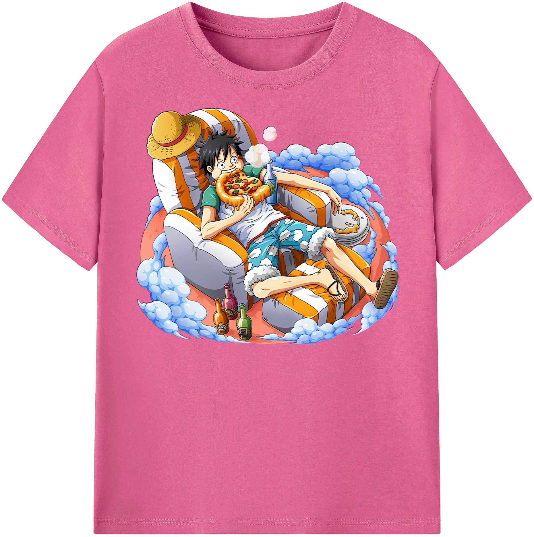 ワンピース モンキー・D・ルフィ ONE PIECE Monkey D. Luffy レディースカジュアルプリントTシャツ（綿100％）