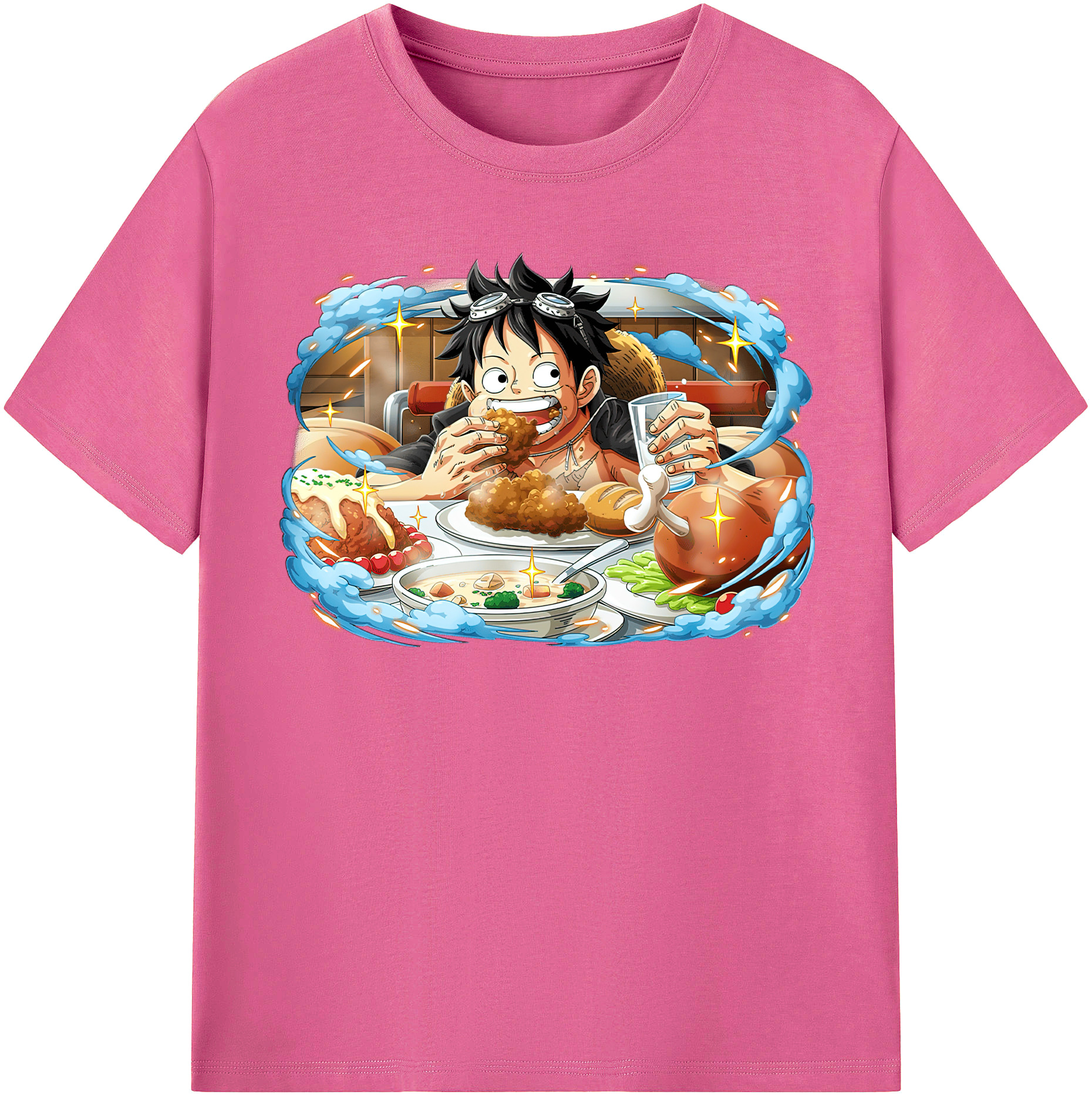 ワンピース モンキー・D・ルフィ ONE PIECE Monkey D. Luffy レディースカジュアルプリントTシャツ（綿100％）
