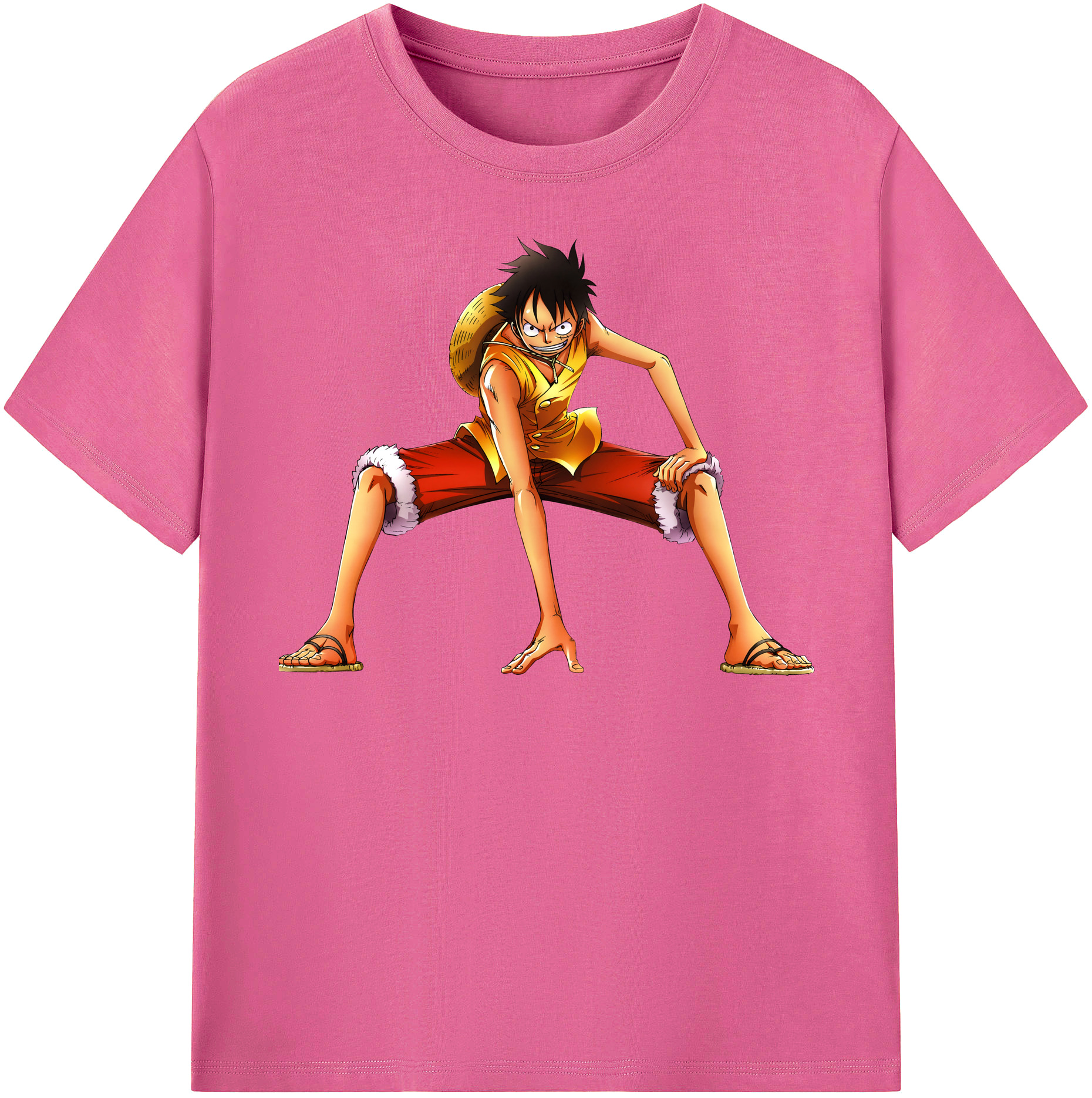 ワンピース モンキー・D・ルフィ ONE PIECE Monkey D. Luffy レディースカジュアルプリントTシャツ（綿100％）