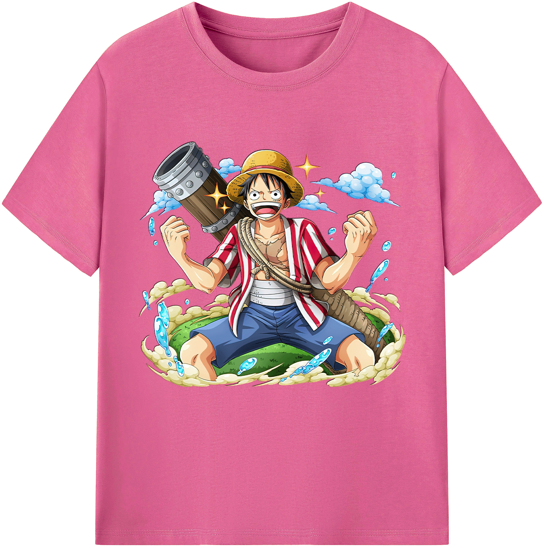 ワンピース モンキー・D・ルフィ ONE PIECE Monkey D. Luffy レディースカジュアルプリントTシャツ（綿100％）