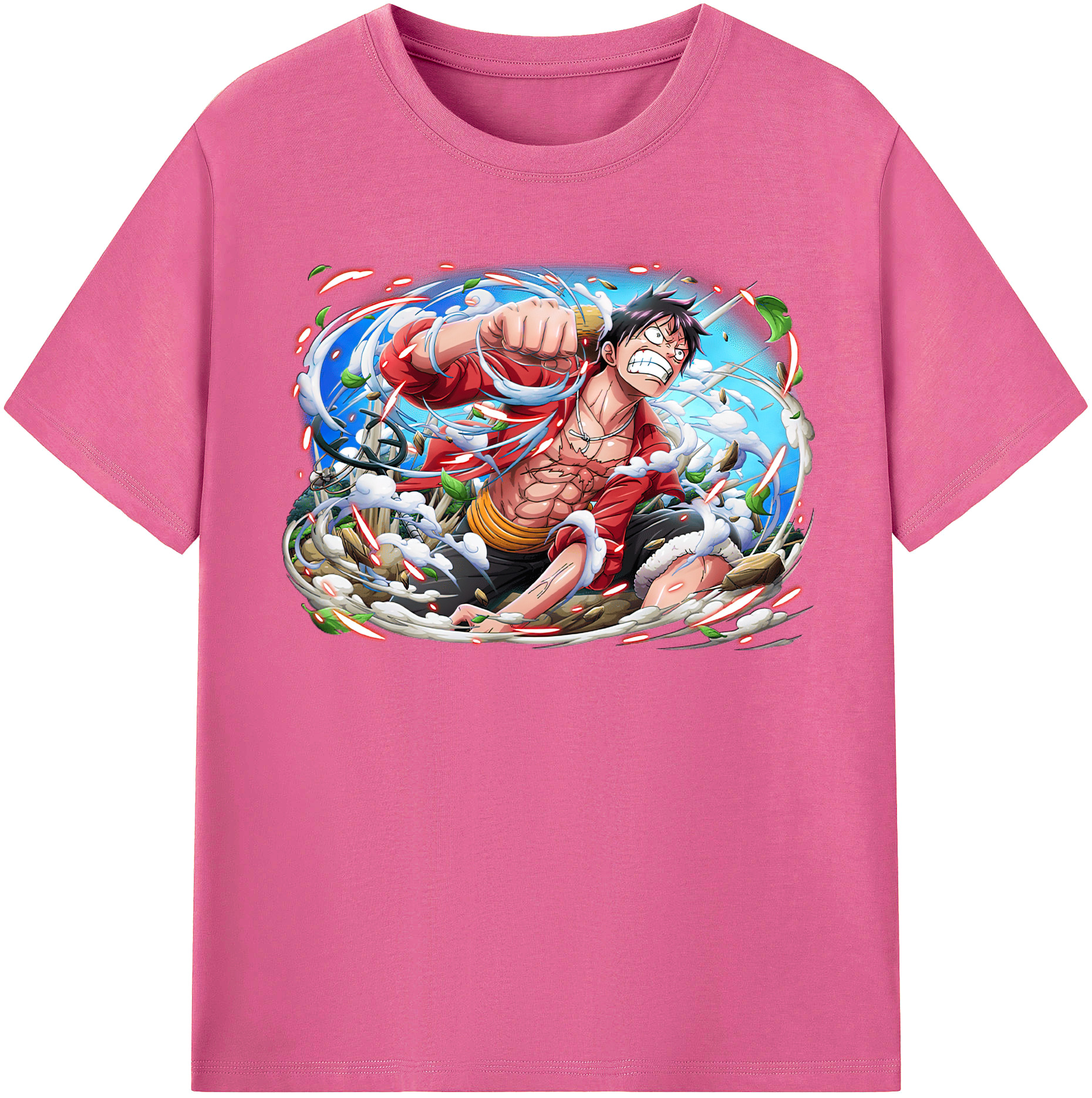 ワンピース モンキー・D・ルフィ ONE PIECE Monkey D. Luffy レディースカジュアルプリントTシャツ（綿100％）