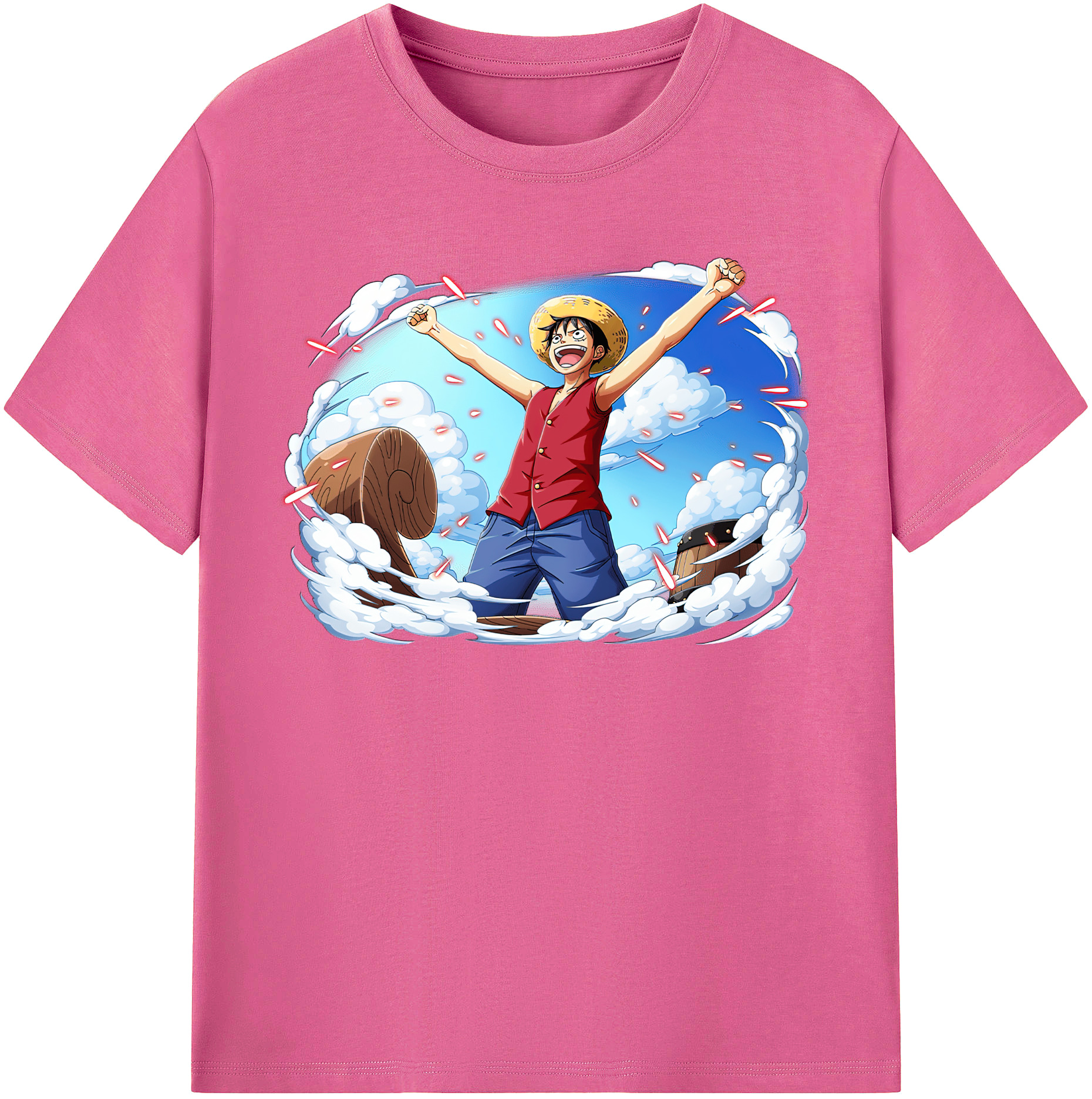 ワンピース モンキー・D・ルフィ ONE PIECE Monkey D. Luffy レディースカジュアルプリントTシャツ（綿100％）