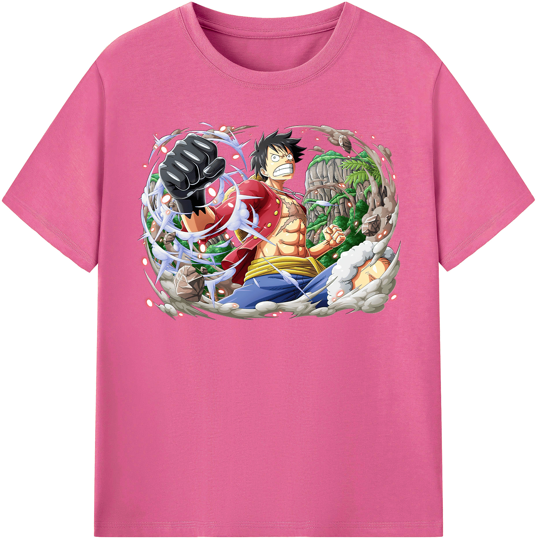 ワンピース モンキー・D・ルフィ ONE PIECE Monkey D. Luffy レディースカジュアルプリントTシャツ（綿100％）