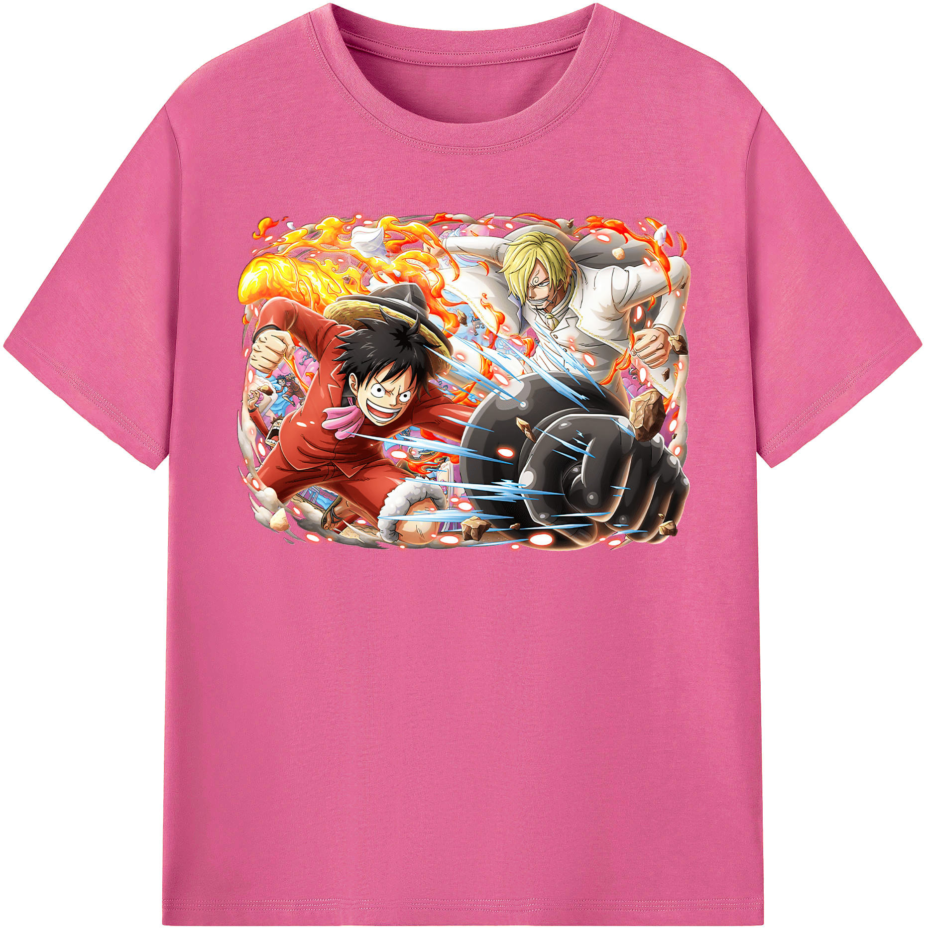 ワンピース モンキー・D・ルフィ ONE PIECE Monkey D. Luffy レディースカジュアルプリントTシャツ（綿100％）