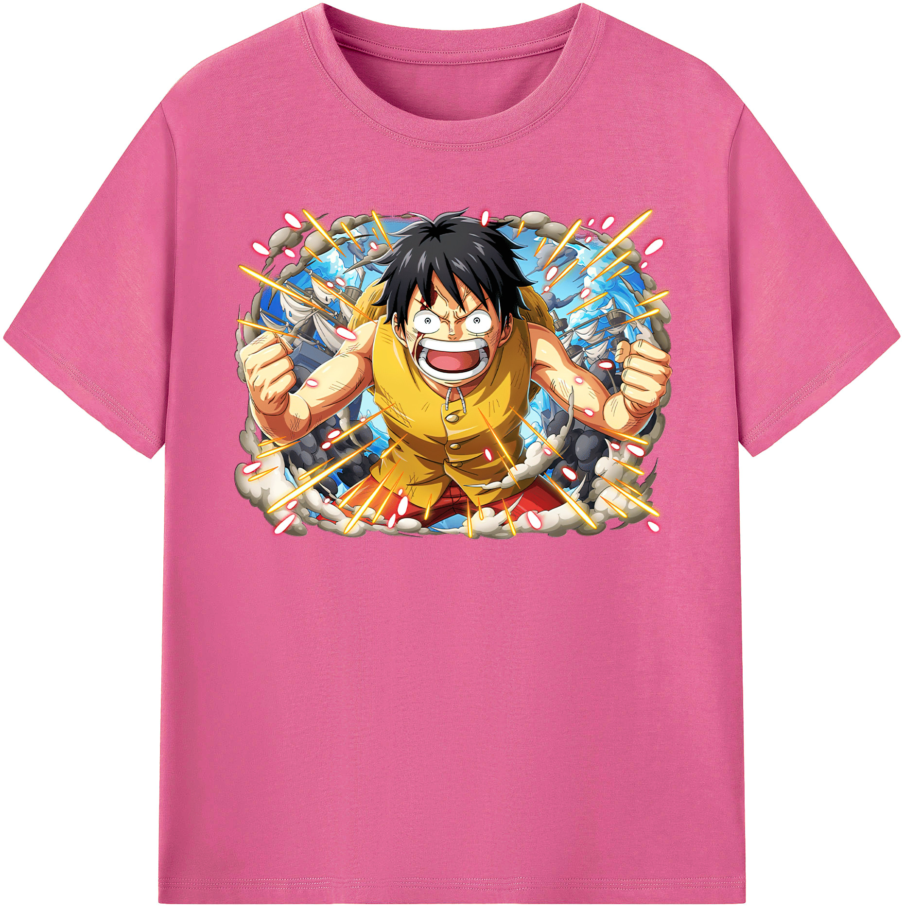 ワンピース モンキー・D・ルフィ ONE PIECE Monkey D. Luffy レディースカジュアルプリントTシャツ（綿100％）