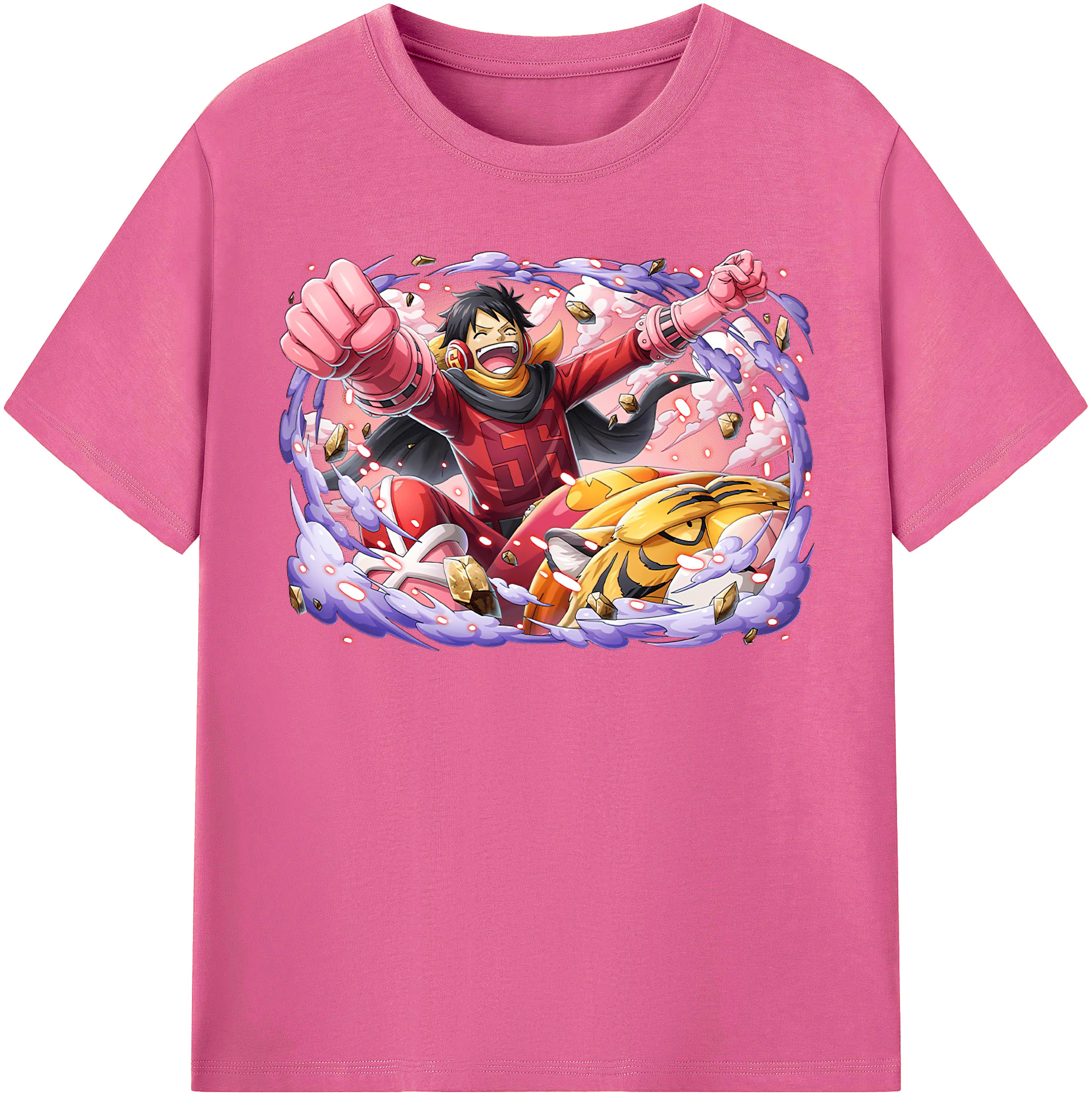 ワンピース モンキー・D・ルフィ ONE PIECE Monkey D. Luffy レディースカジュアルプリントTシャツ（綿100％）