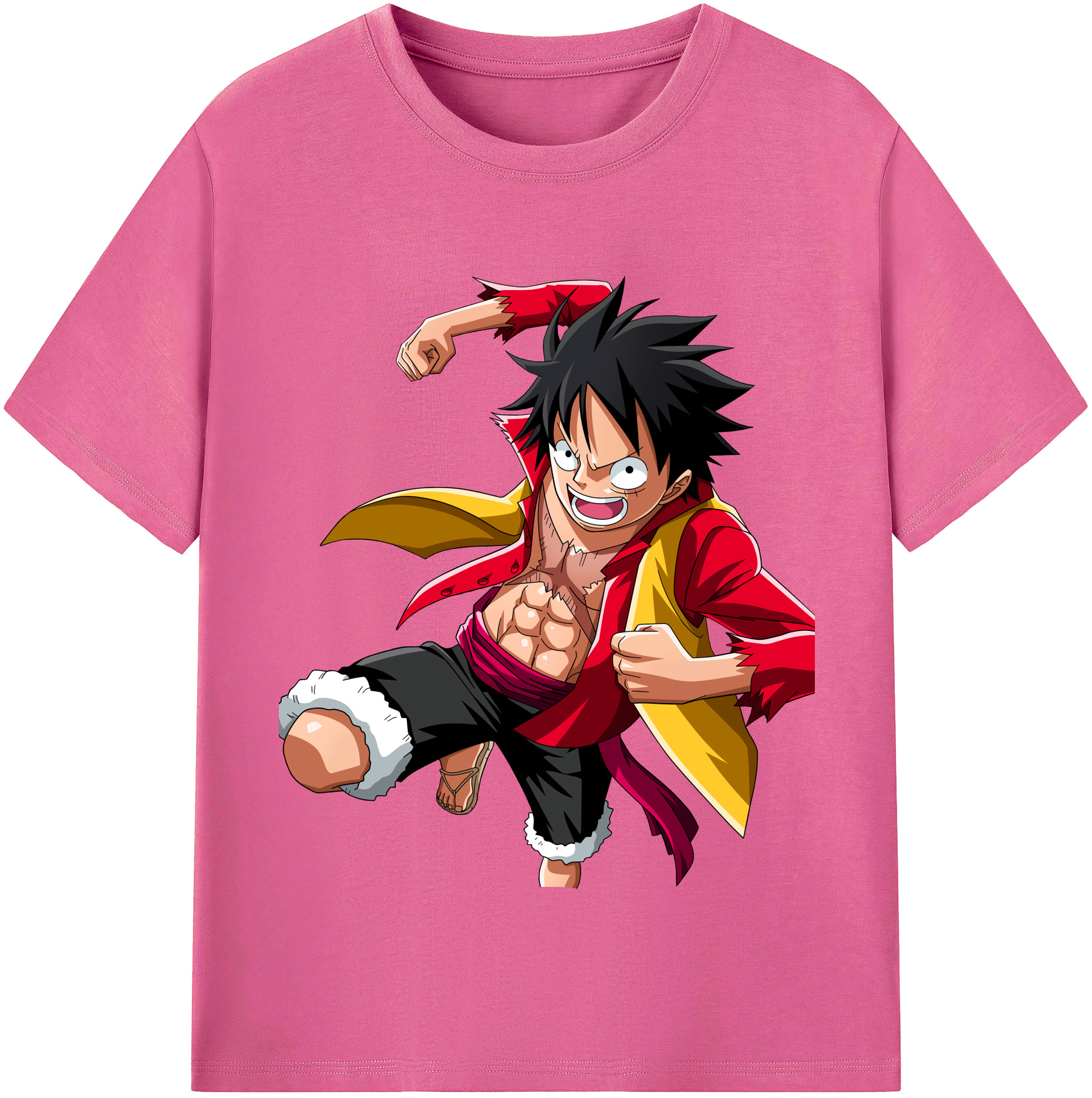 ワンピース モンキー・D・ルフィ ONE PIECE Monkey D. Luffy レディースカジュアルプリントTシャツ（綿100％）