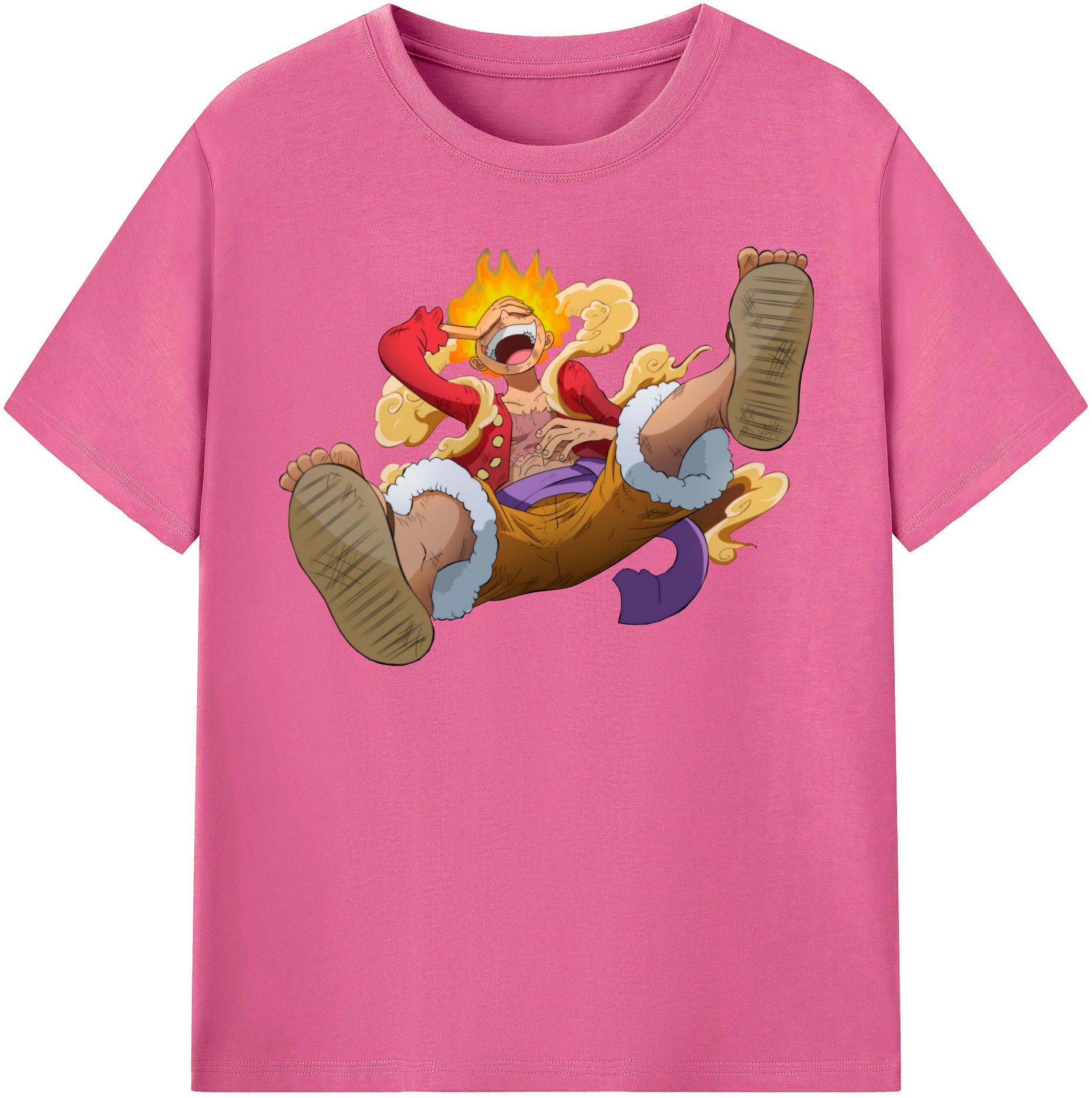 ワンピース モンキー・D・ルフィ ONE PIECE Monkey D. Luffy レディースカジュアルプリントTシャツ（綿100％）