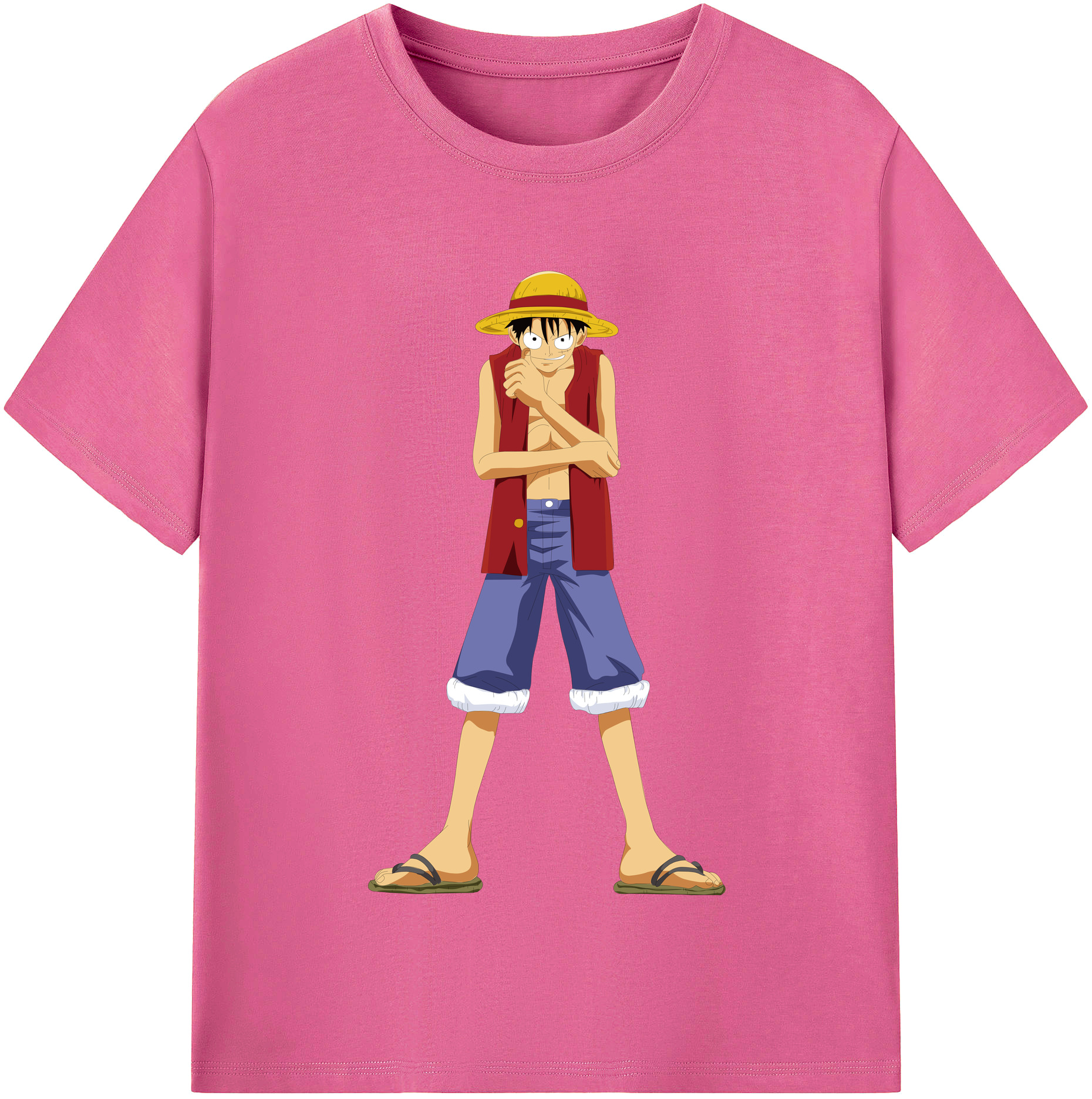 ワンピース モンキー・D・ルフィ ONE PIECE Monkey D. Luffy レディースカジュアルプリントTシャツ（綿100％）