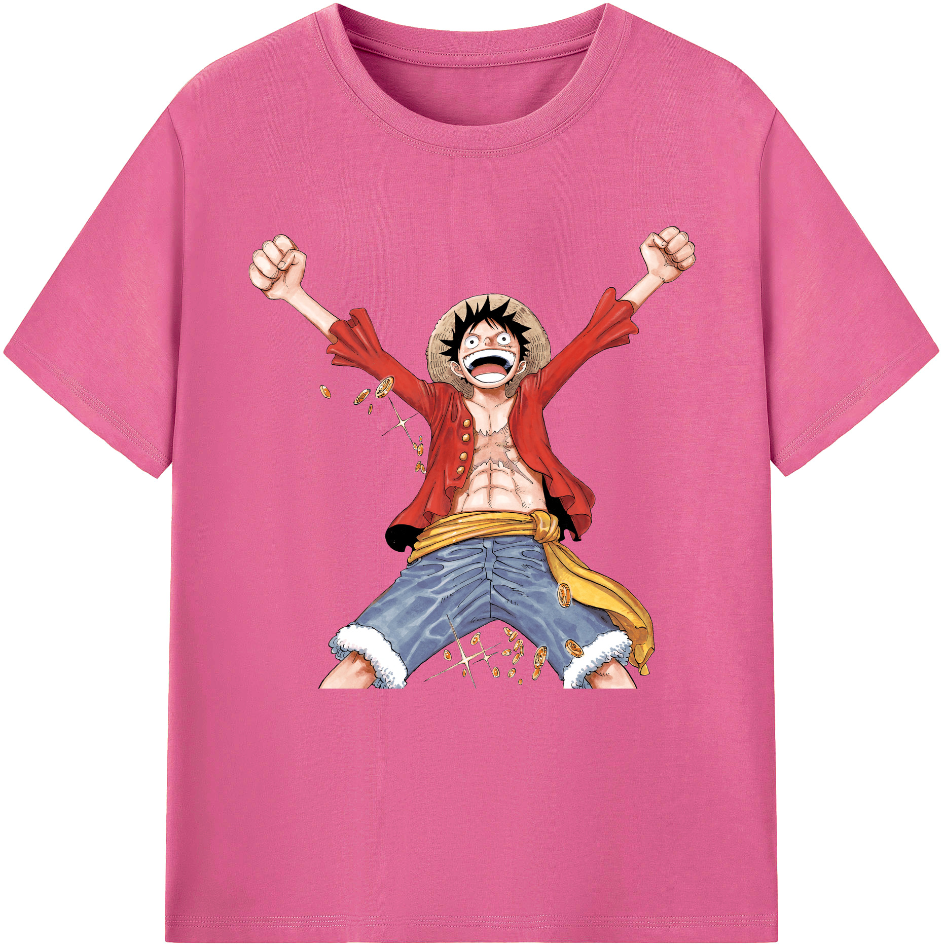 ワンピース モンキー・D・ルフィ ONE PIECE Monkey D. Luffy レディースカジュアルプリントTシャツ（綿100％）