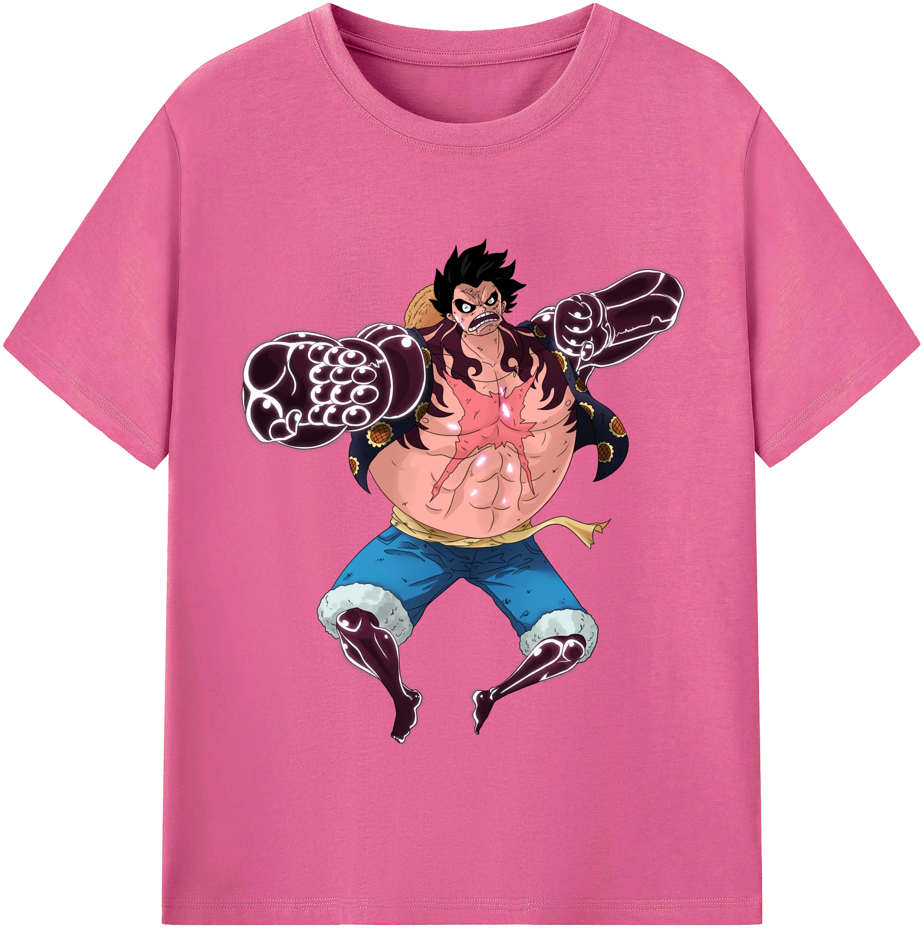 ワンピース モンキー・D・ルフィ ONE PIECE Monkey D. Luffy レディースカジュアルプリントTシャツ（綿100％）