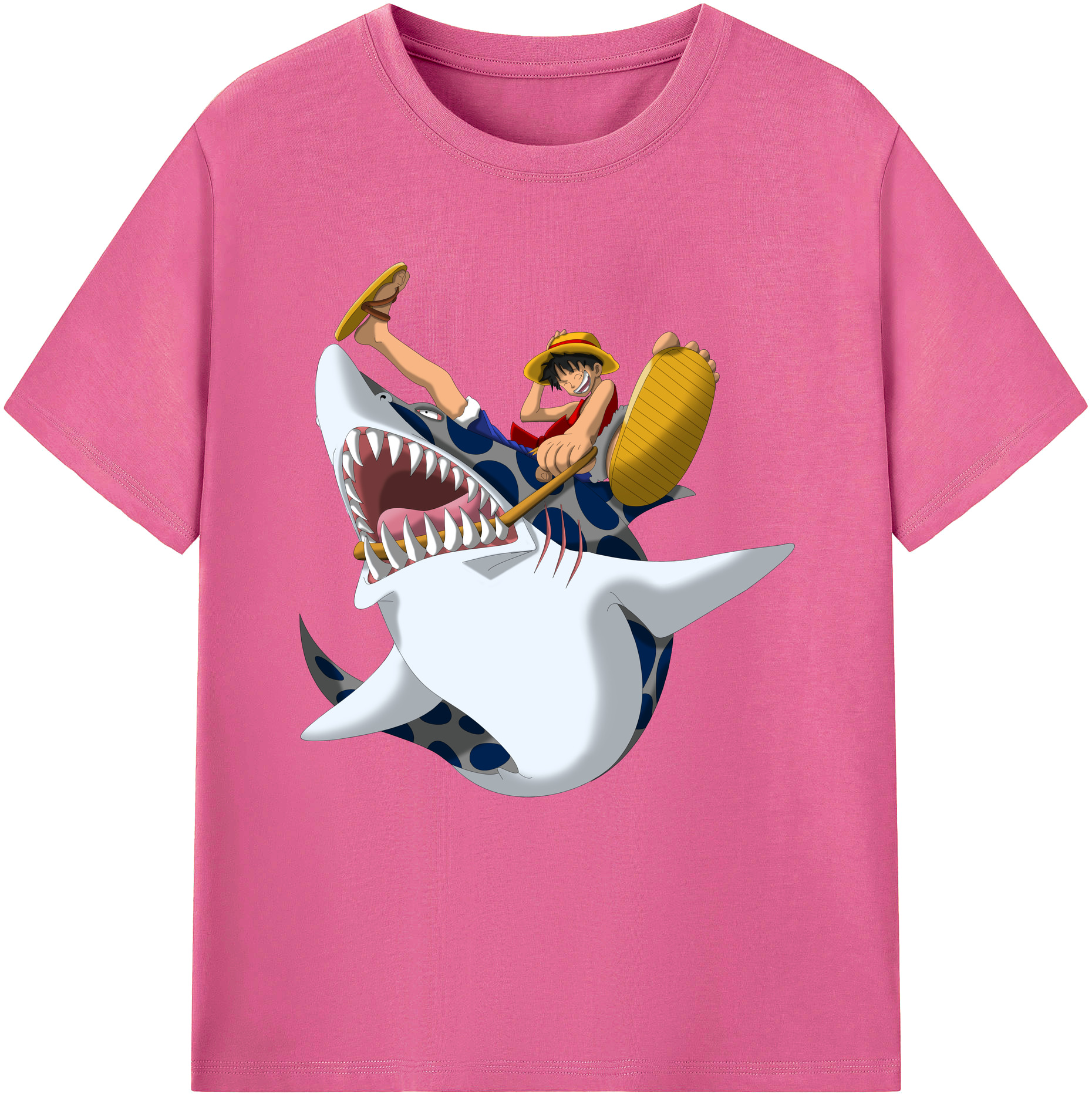 ワンピース モンキー・D・ルフィ ONE PIECE Monkey D. Luffy レディースカジュアルプリントTシャツ（綿100％）