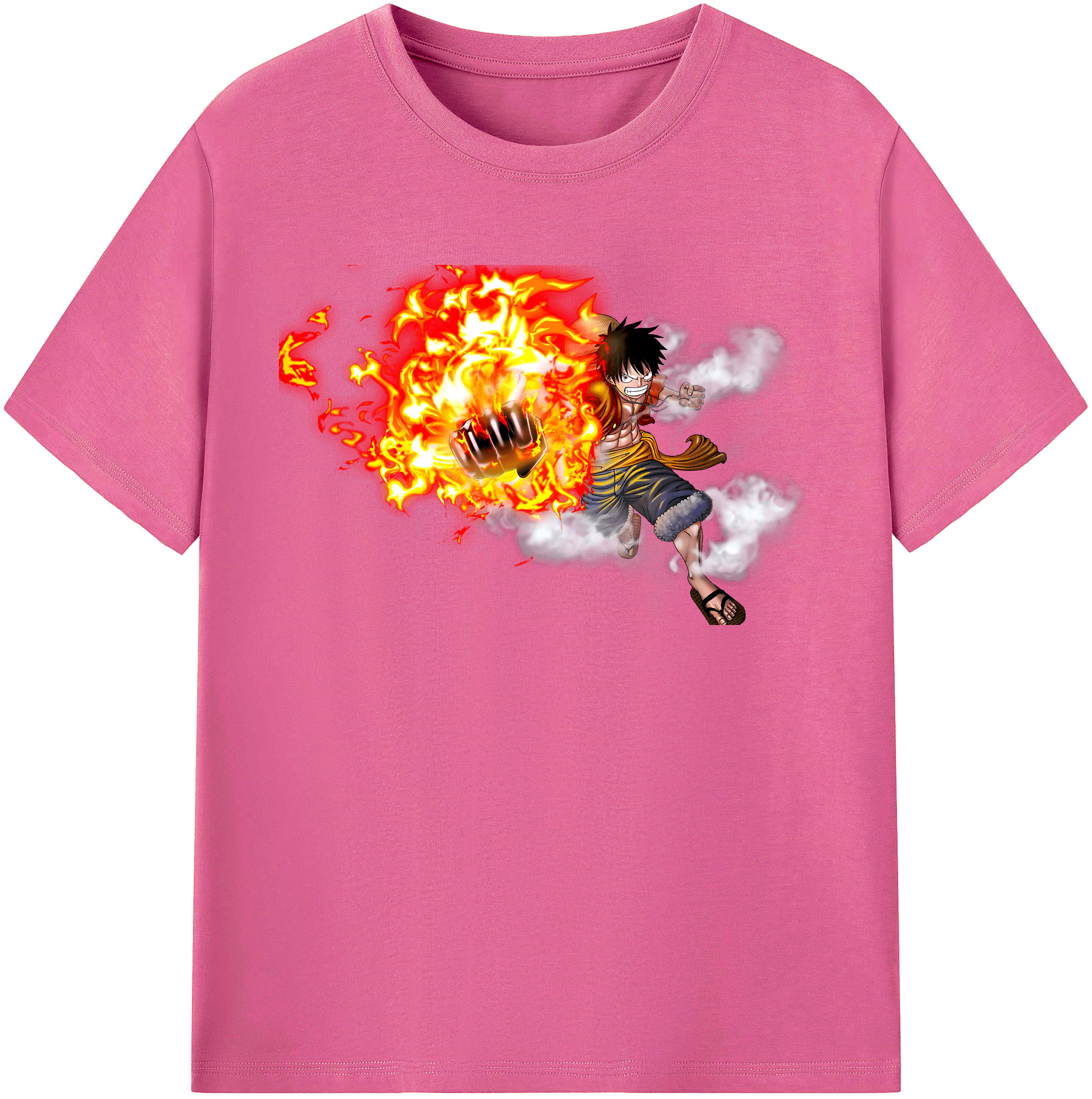 ワンピース モンキー・D・ルフィ ONE PIECE Monkey D. Luffy レディースカジュアルプリントTシャツ（綿100％）