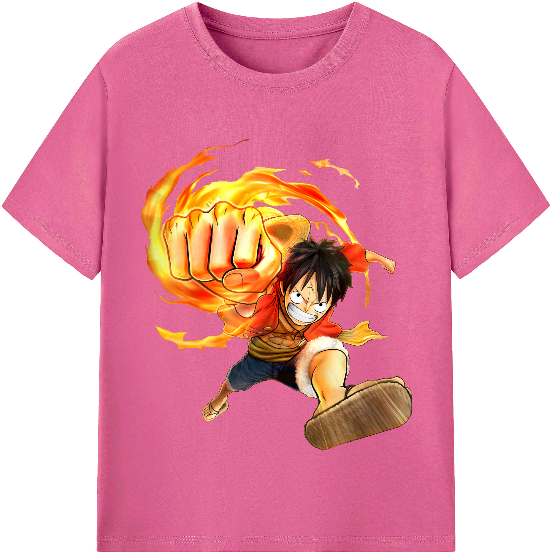 ワンピース モンキー・D・ルフィ ONE PIECE Monkey D. Luffy レディースカジュアルプリントTシャツ（綿100％）