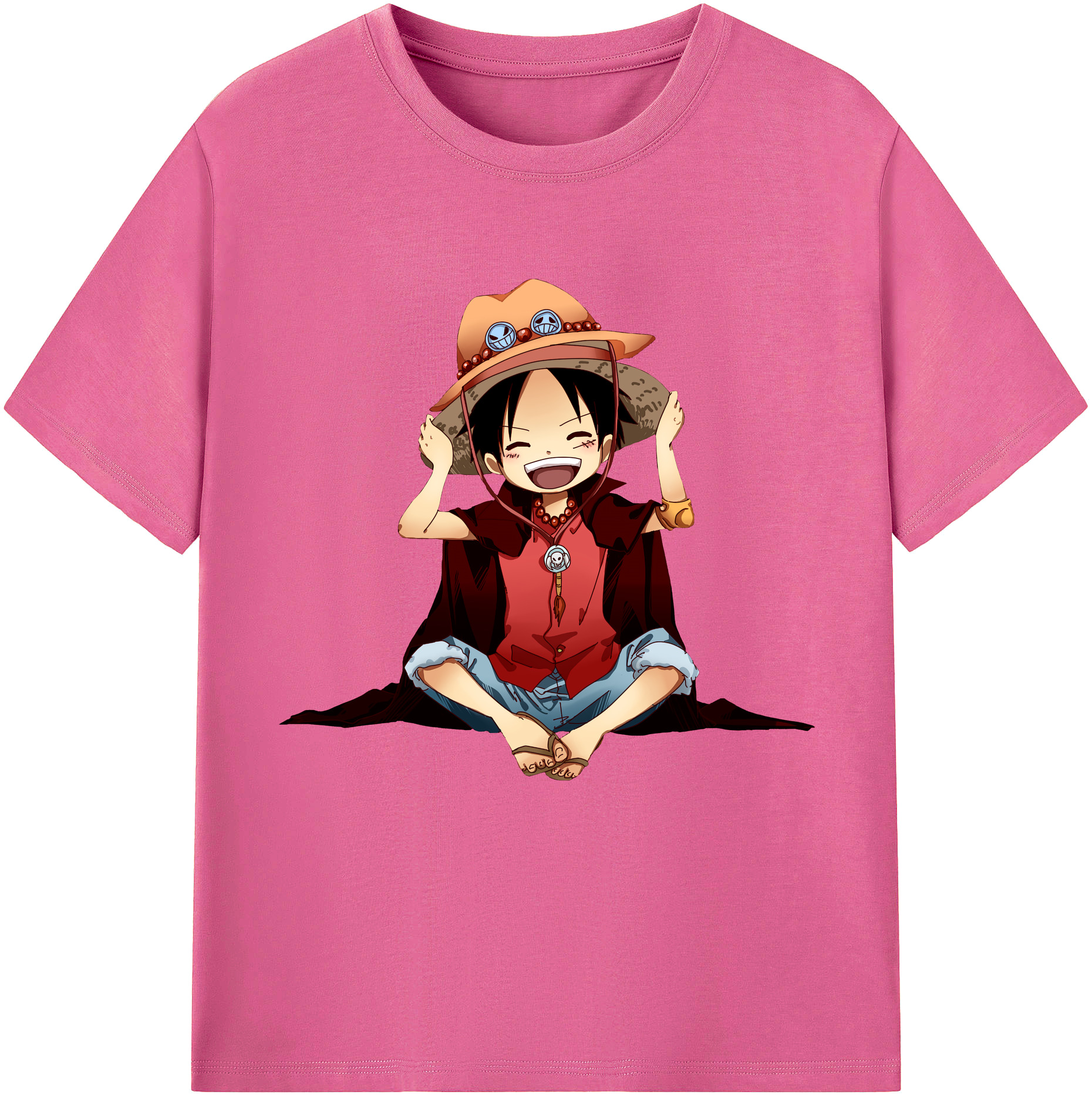 ワンピース モンキー・D・ルフィ ONE PIECE Monkey D. Luffy レディースカジュアルプリントTシャツ（綿100％）