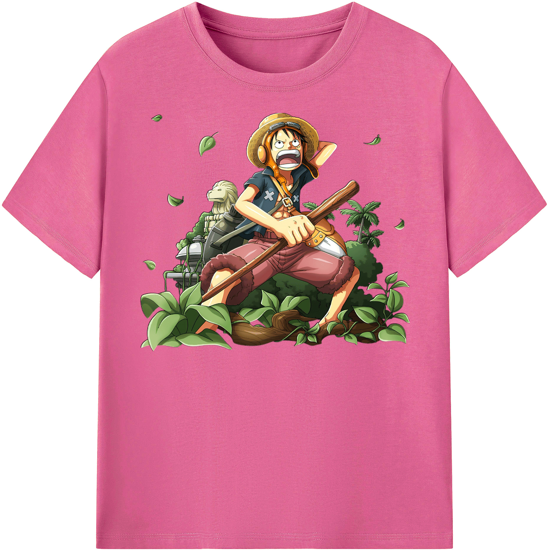 ワンピース モンキー・D・ルフィ ONE PIECE Monkey D. Luffy レディースカジュアルプリントTシャツ（綿100％）