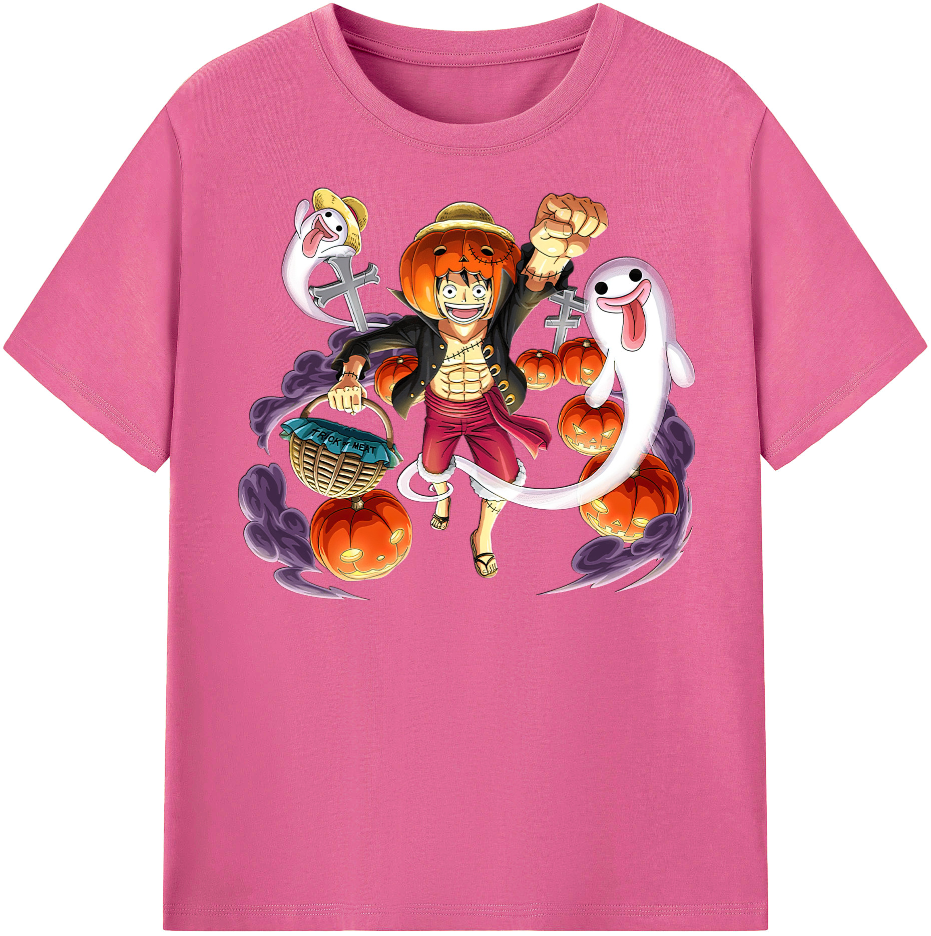 ワンピース モンキー・D・ルフィ ONE PIECE Monkey D. Luffy レディースカジュアルプリントTシャツ（綿100％）