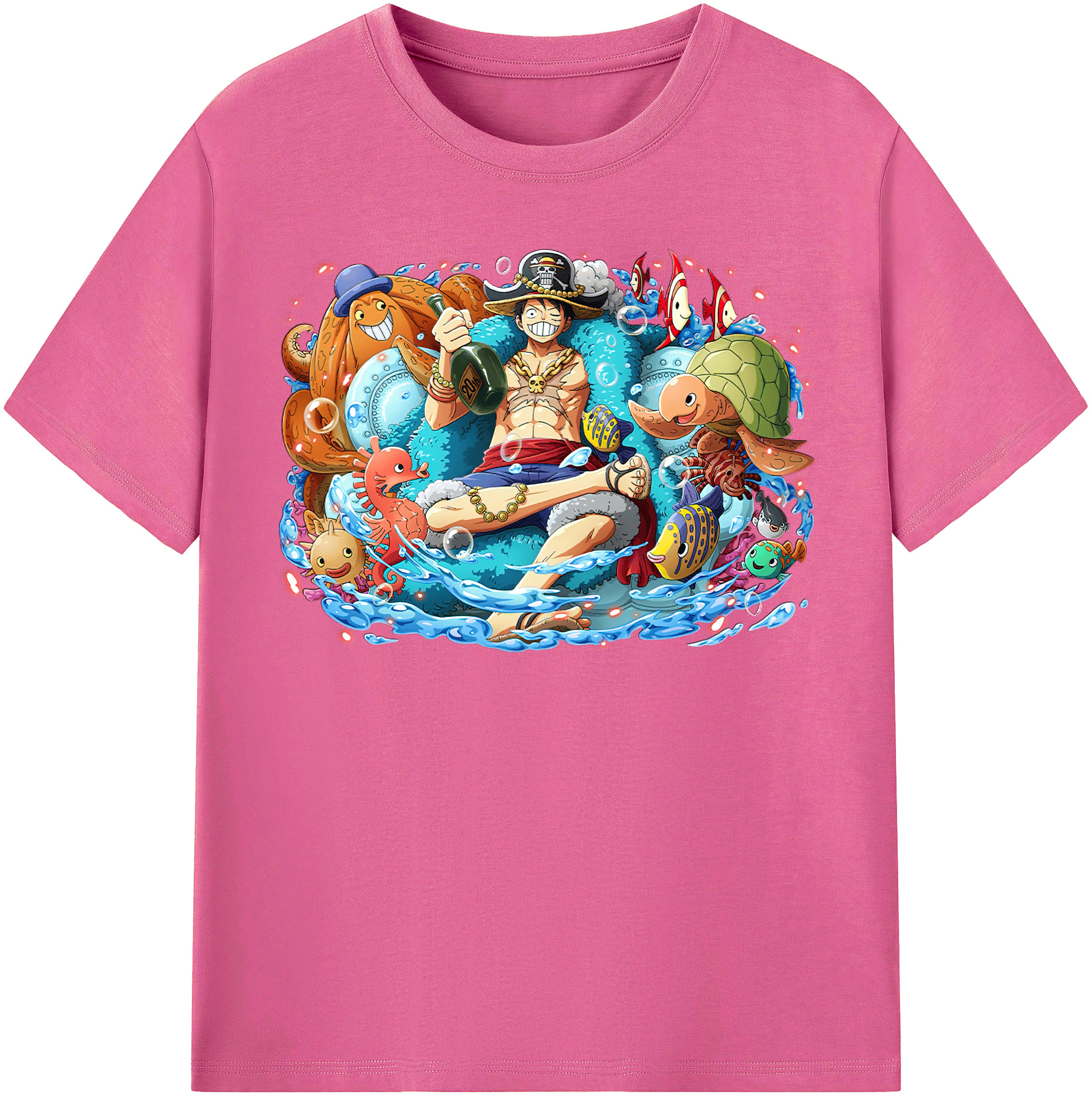 ワンピース モンキー・D・ルフィ ONE PIECE Monkey D. Luffy レディースカジュアルプリントTシャツ（綿100％）