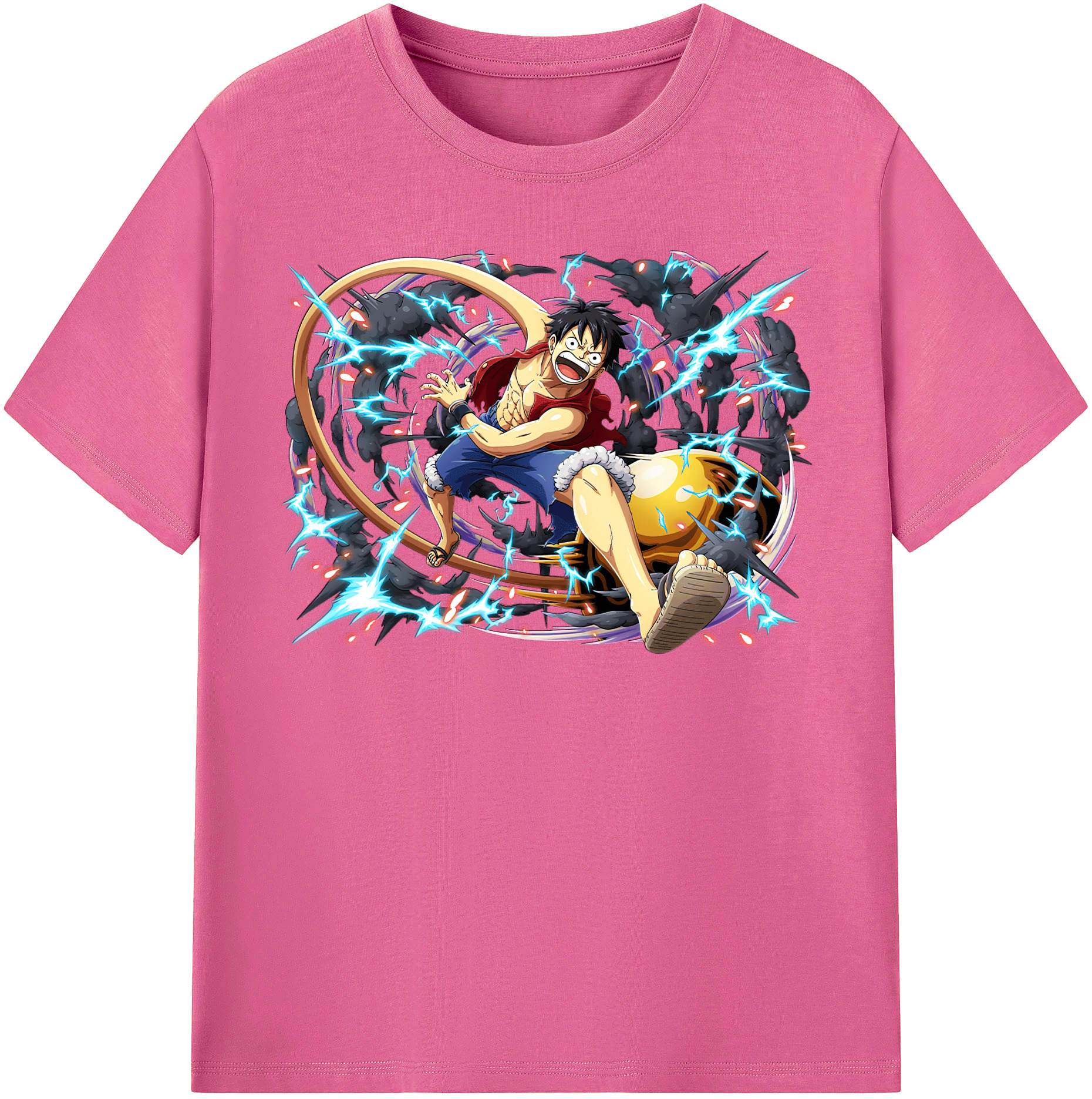 ワンピース モンキー・D・ルフィ ONE PIECE Monkey D. Luffy レディースカジュアルプリントTシャツ（綿100％）