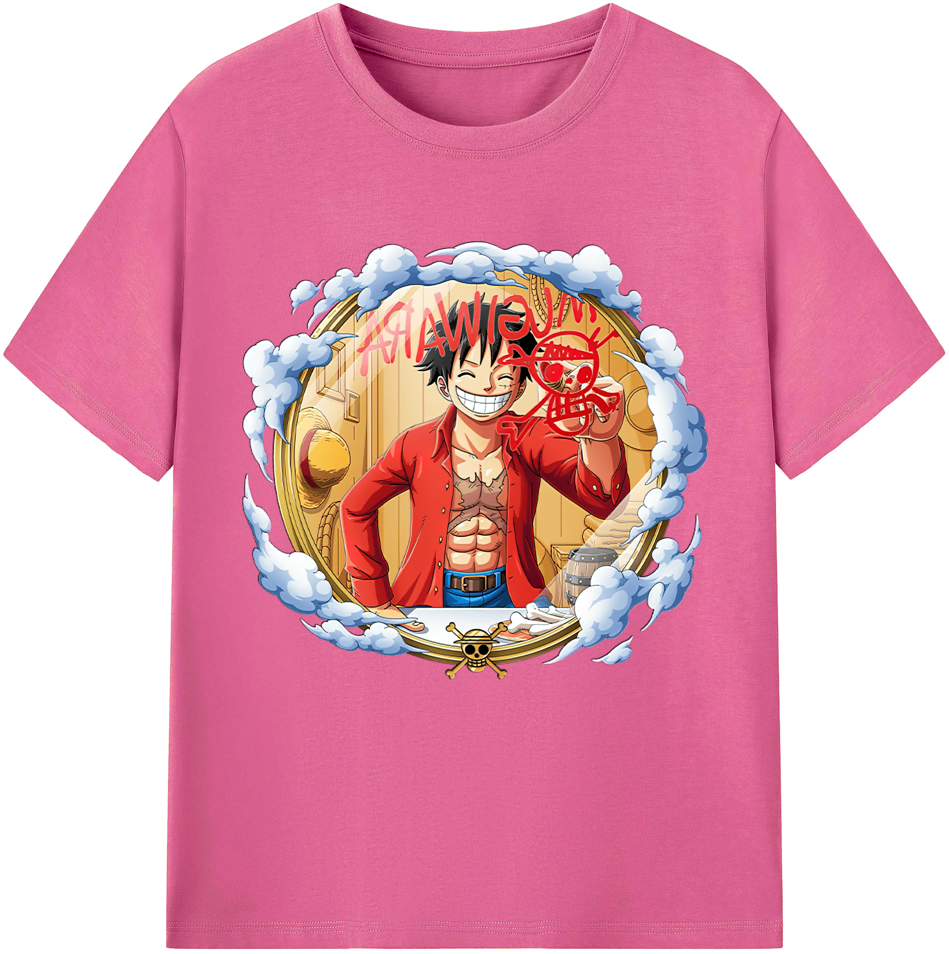 ワンピース モンキー・D・ルフィ ONE PIECE Monkey D. Luffy レディースカジュアルプリントTシャツ（綿100％）