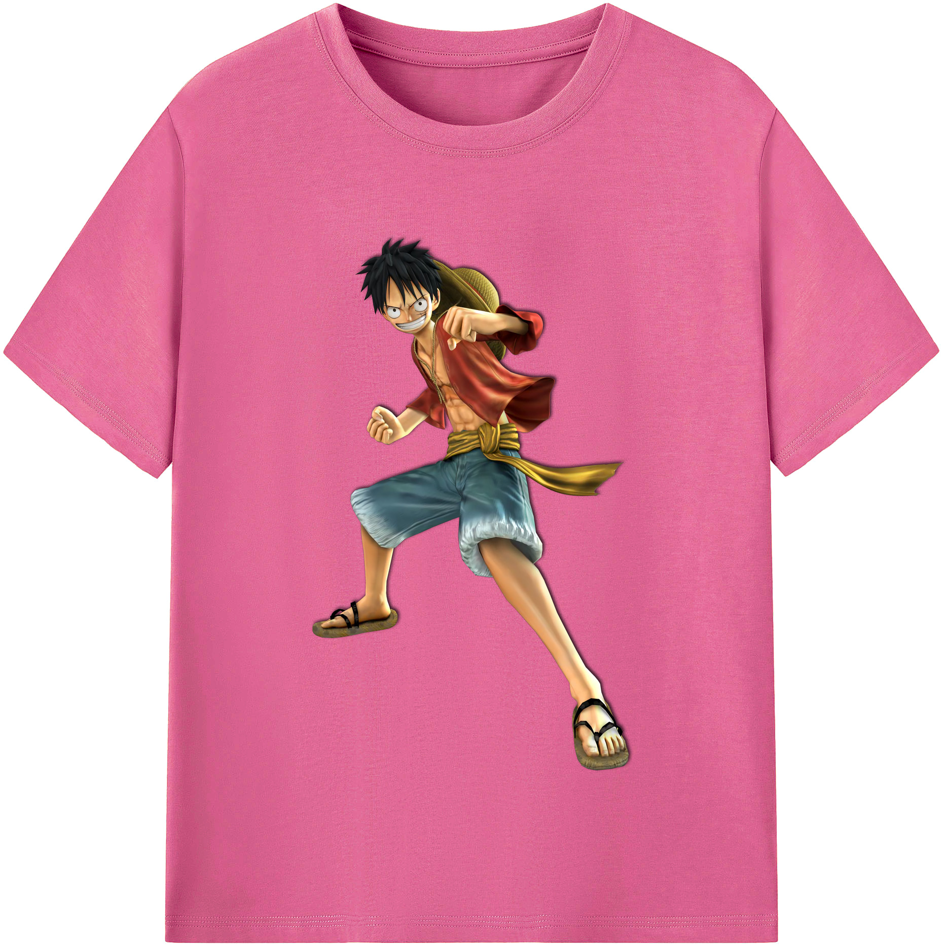 ワンピース モンキー・D・ルフィ ONE PIECE Monkey D. Luffy レディースカジュアルプリントTシャツ（綿100％）
