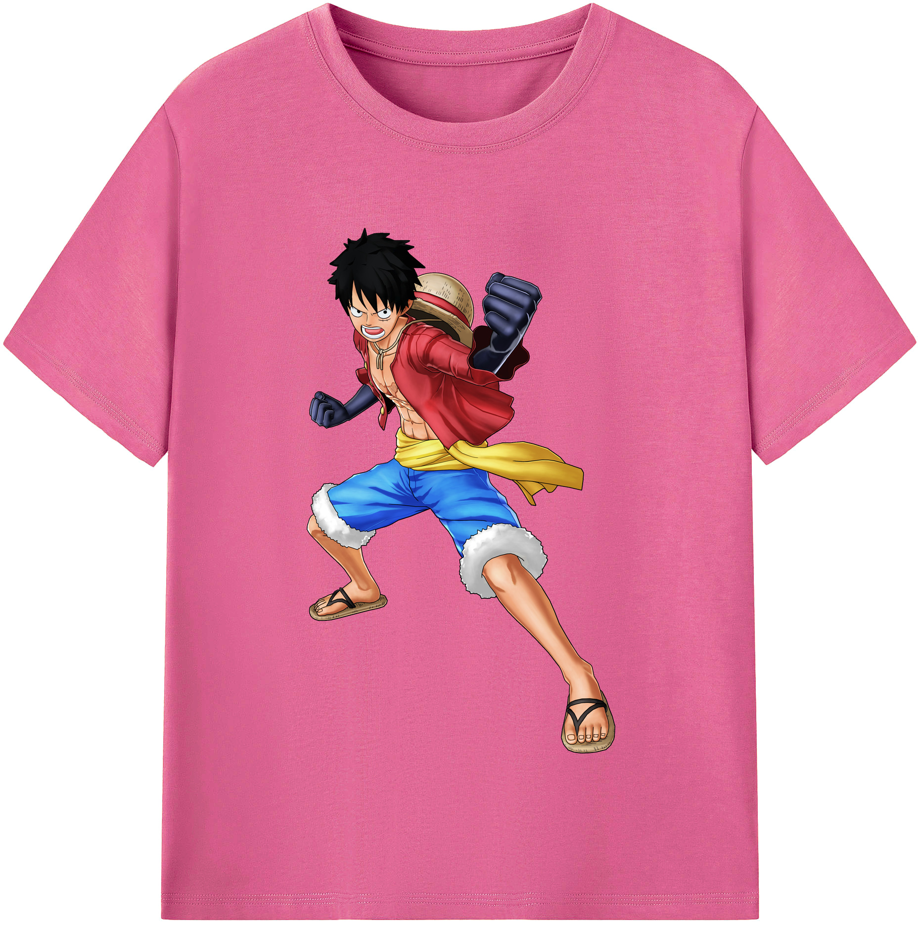 ワンピース モンキー・D・ルフィ ONE PIECE Monkey D. Luffy レディースカジュアルプリントTシャツ（綿100％）