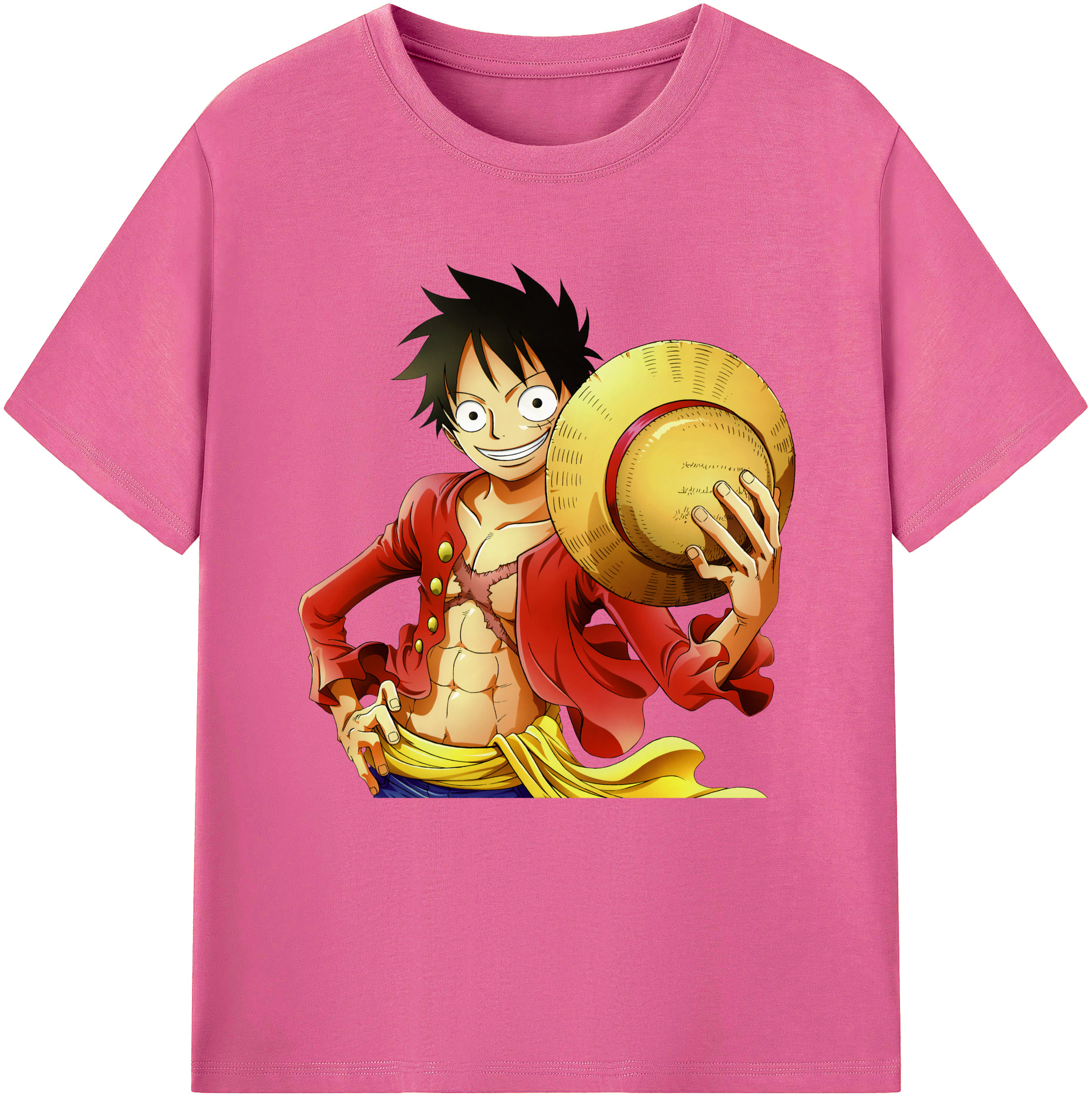 ワンピース モンキー・D・ルフィ ONE PIECE Monkey D. Luffy レディースカジュアルプリントTシャツ（綿100％）
