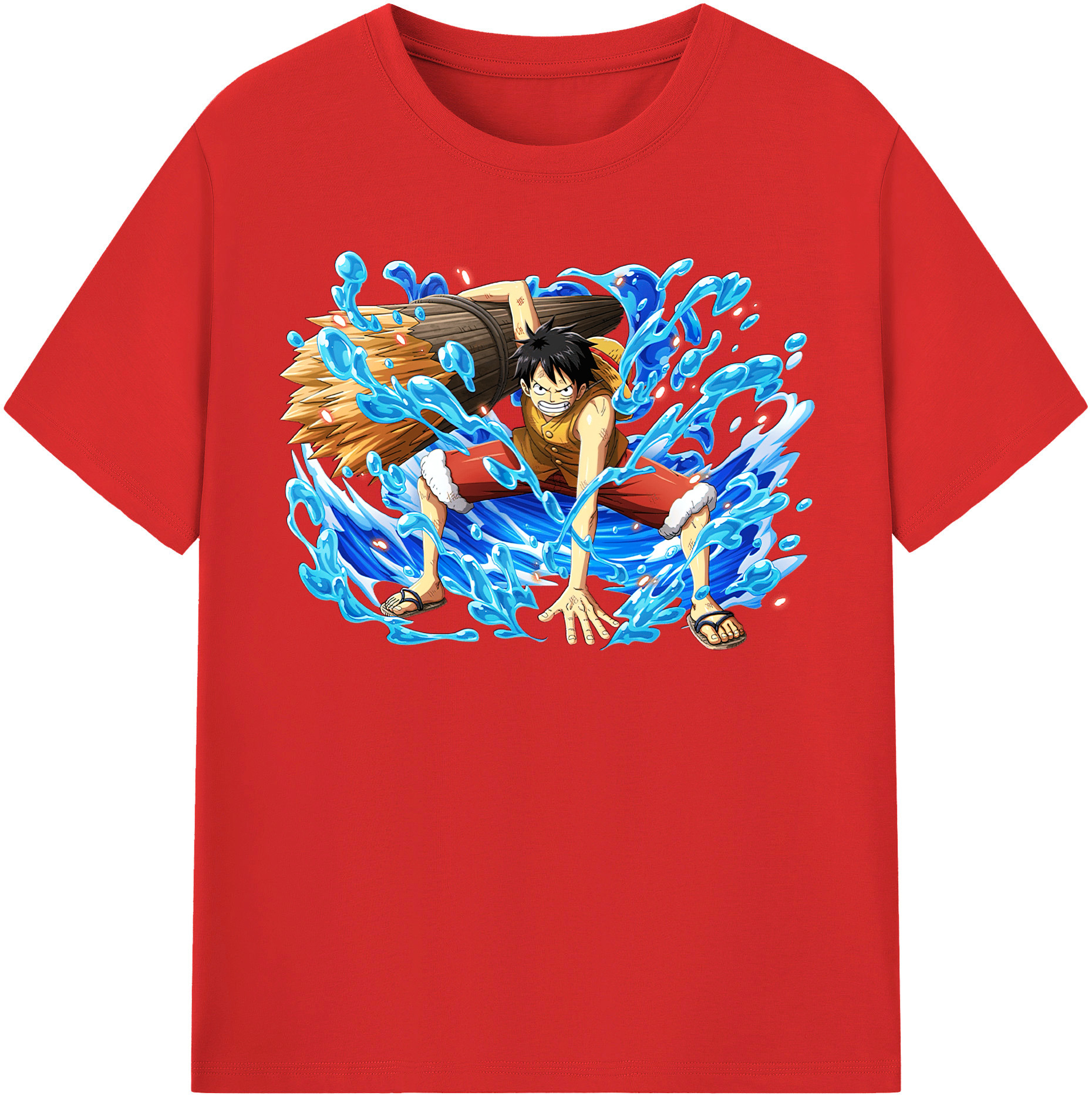 ワンピース モンキー・D・ルフィ ONE PIECE Monkey D. Luffy レディースカジュアルプリントTシャツ（綿100％）