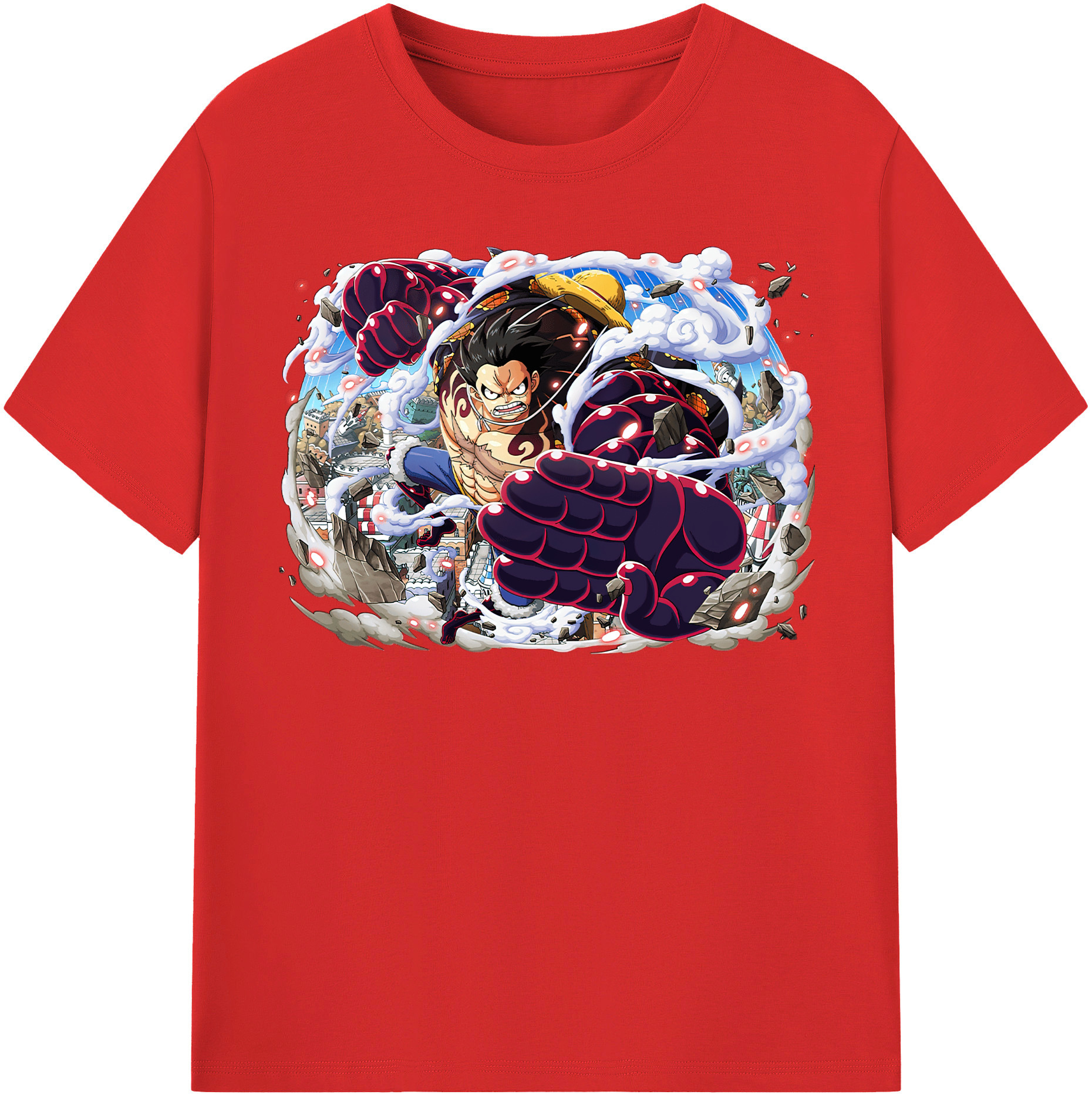 ワンピース モンキー・D・ルフィ ONE PIECE Monkey D. Luffy レディースカジュアルプリントTシャツ（綿100％）