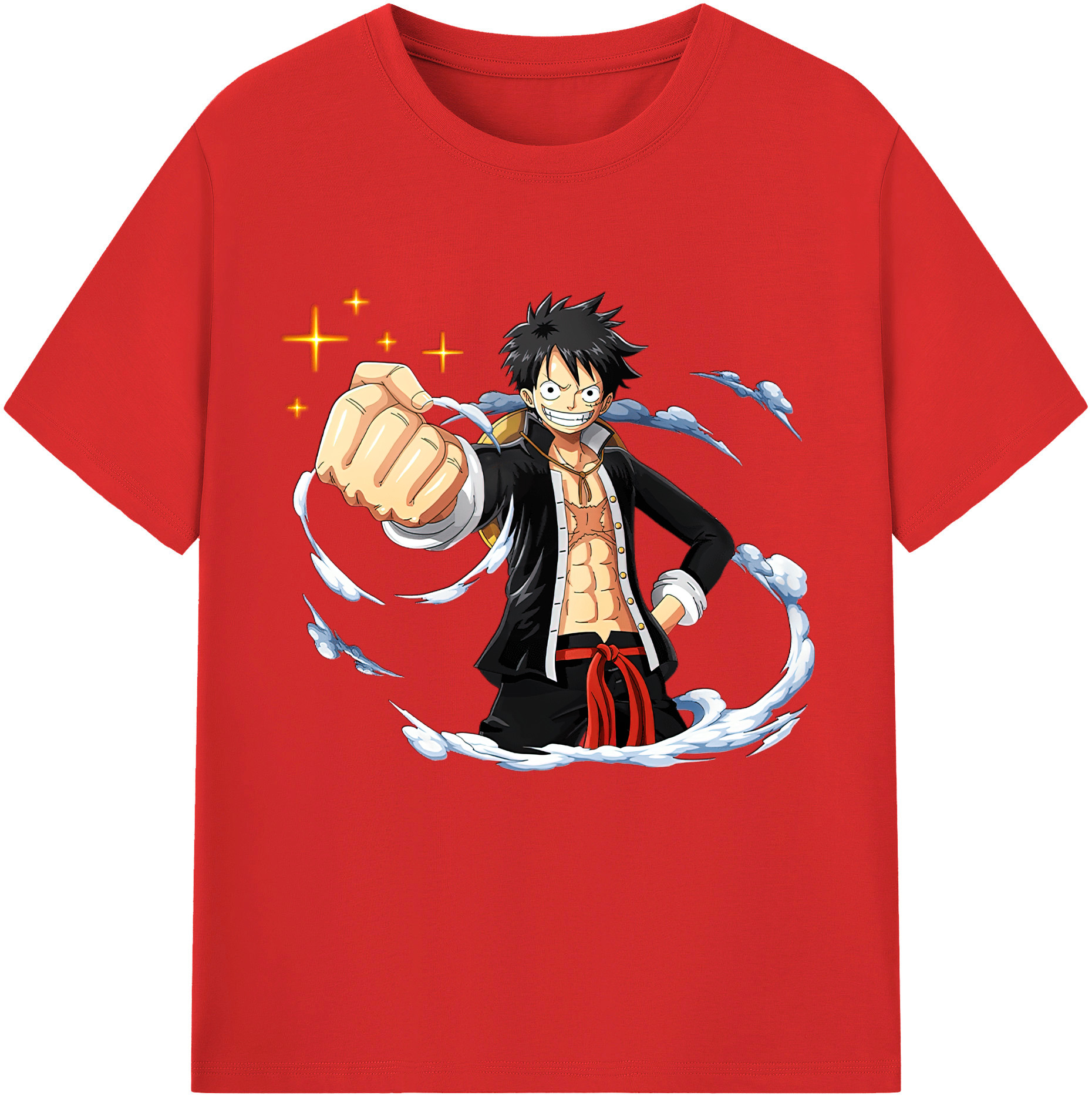 ワンピース モンキー・D・ルフィ ONE PIECE Monkey D. Luffy レディースカジュアルプリントTシャツ（綿100％）