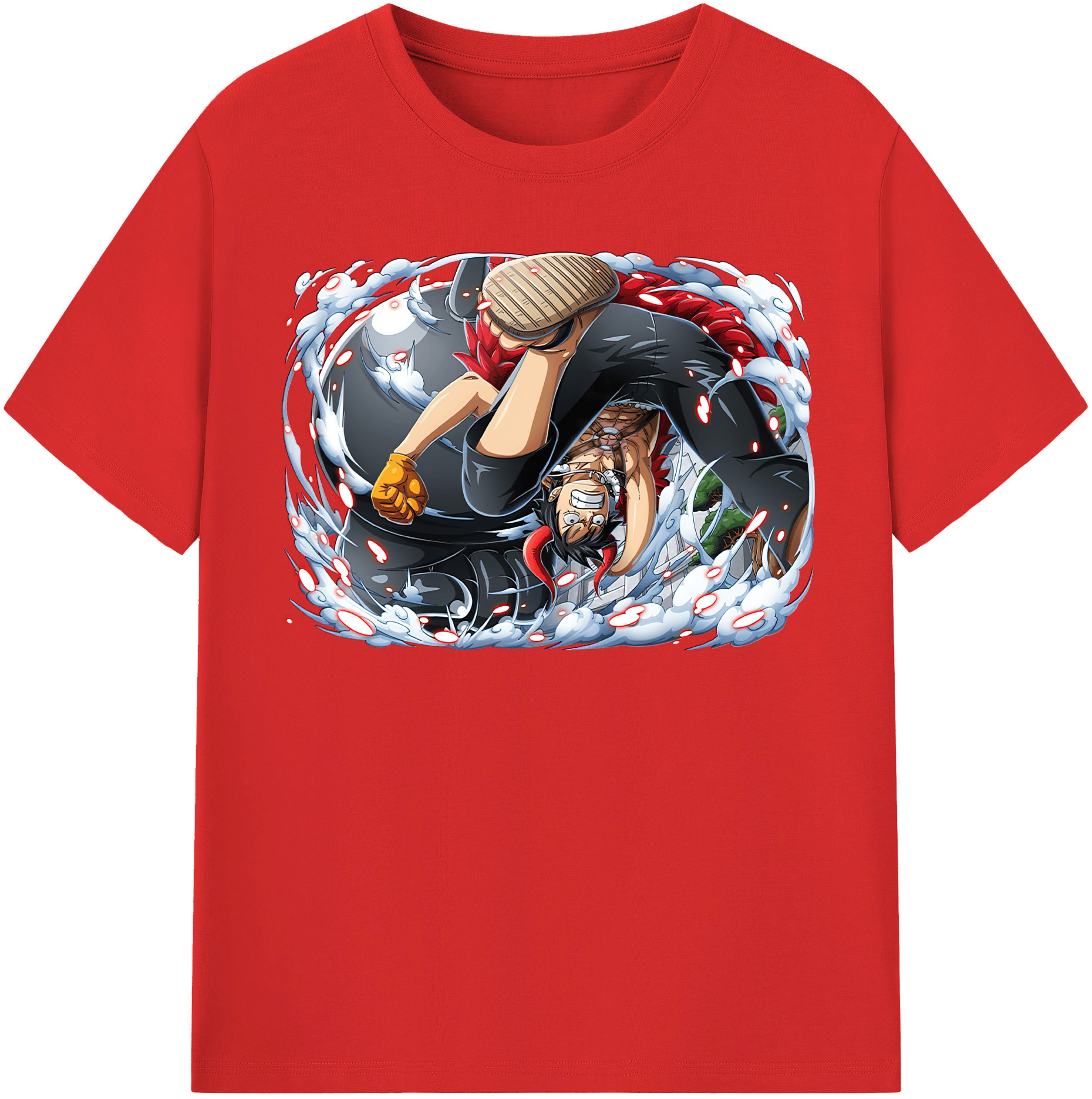 ワンピース モンキー・D・ルフィ ONE PIECE Monkey D. Luffy レディースカジュアルプリントTシャツ（綿100％）