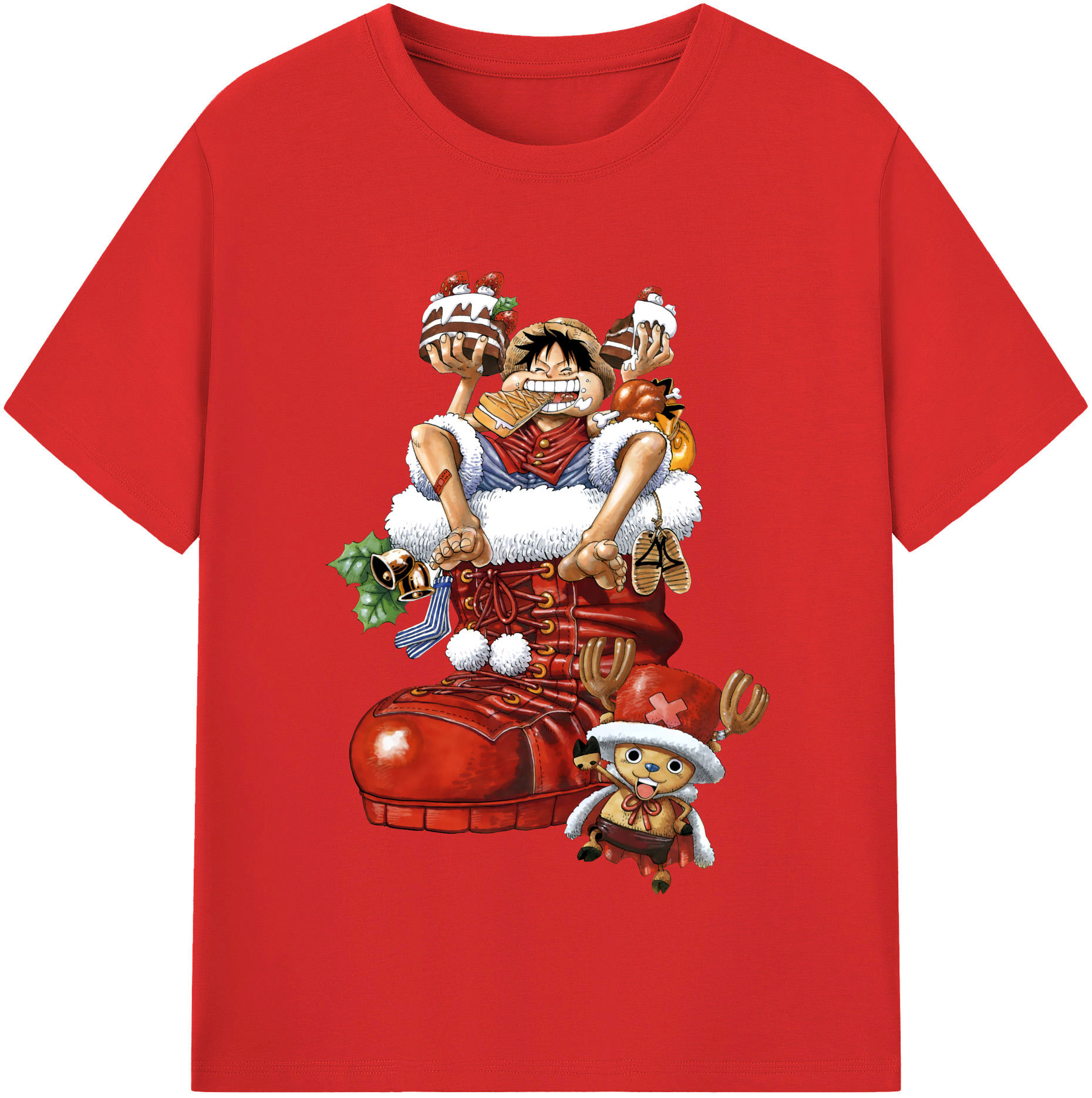 ワンピース モンキー・D・ルフィ ONE PIECE Monkey D. Luffy レディースカジュアルプリントTシャツ（綿100％）
