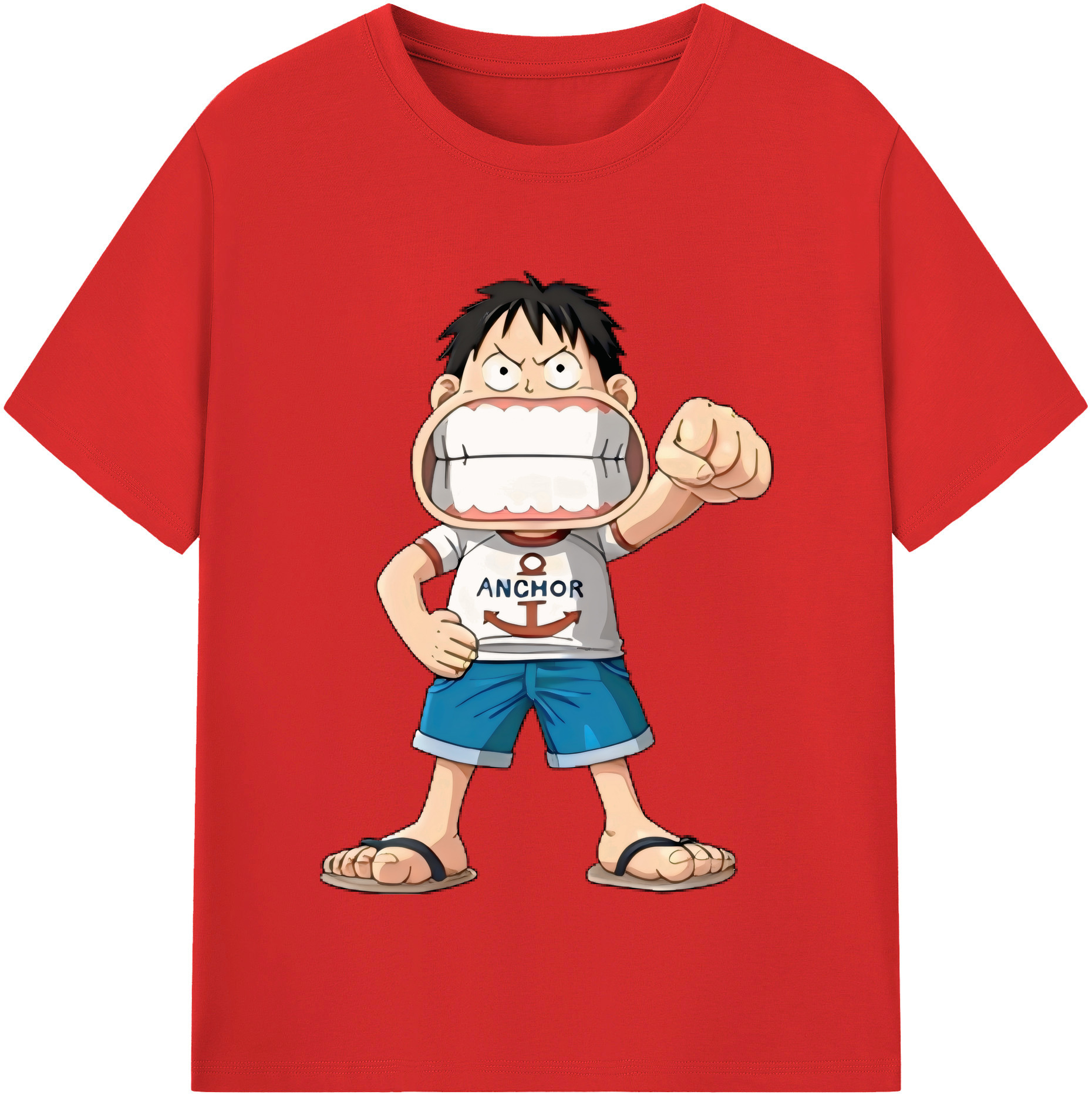 ワンピース モンキー・D・ルフィ ONE PIECE Monkey D. Luffy レディースカジュアルプリントTシャツ（綿100％）