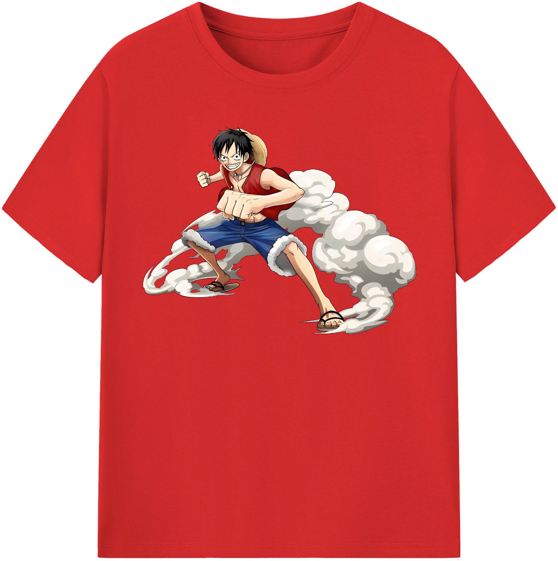 ワンピース モンキー・D・ルフィ ONE PIECE Monkey D. Luffy レディースカジュアルプリントTシャツ（綿100％）