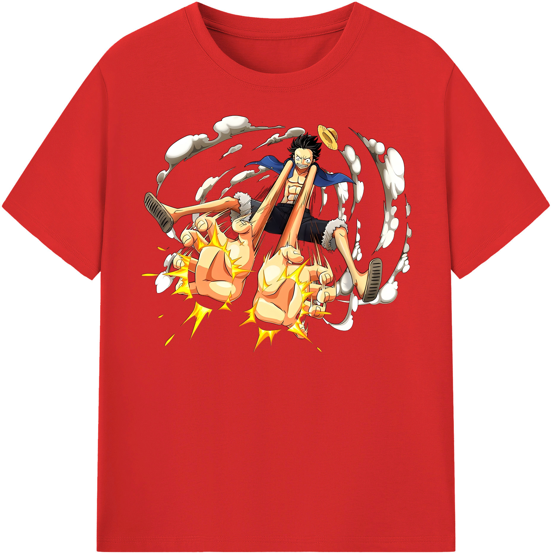 ワンピース モンキー・D・ルフィ ONE PIECE Monkey D. Luffy レディースカジュアルプリントTシャツ（綿100％）