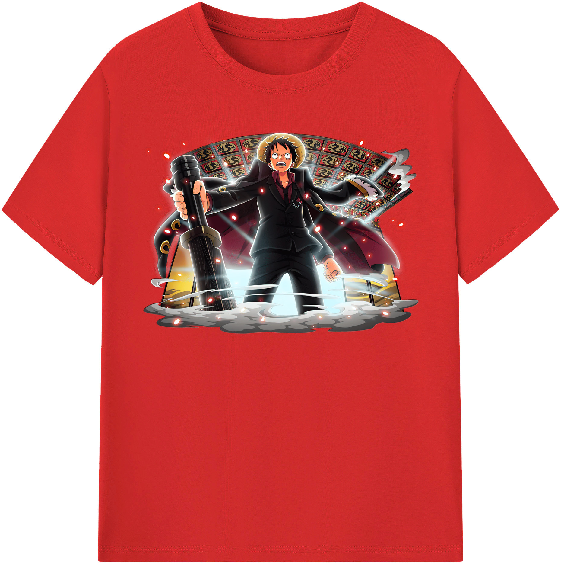 ワンピース モンキー・D・ルフィ ONE PIECE Monkey D. Luffy レディースカジュアルプリントTシャツ（綿100％）